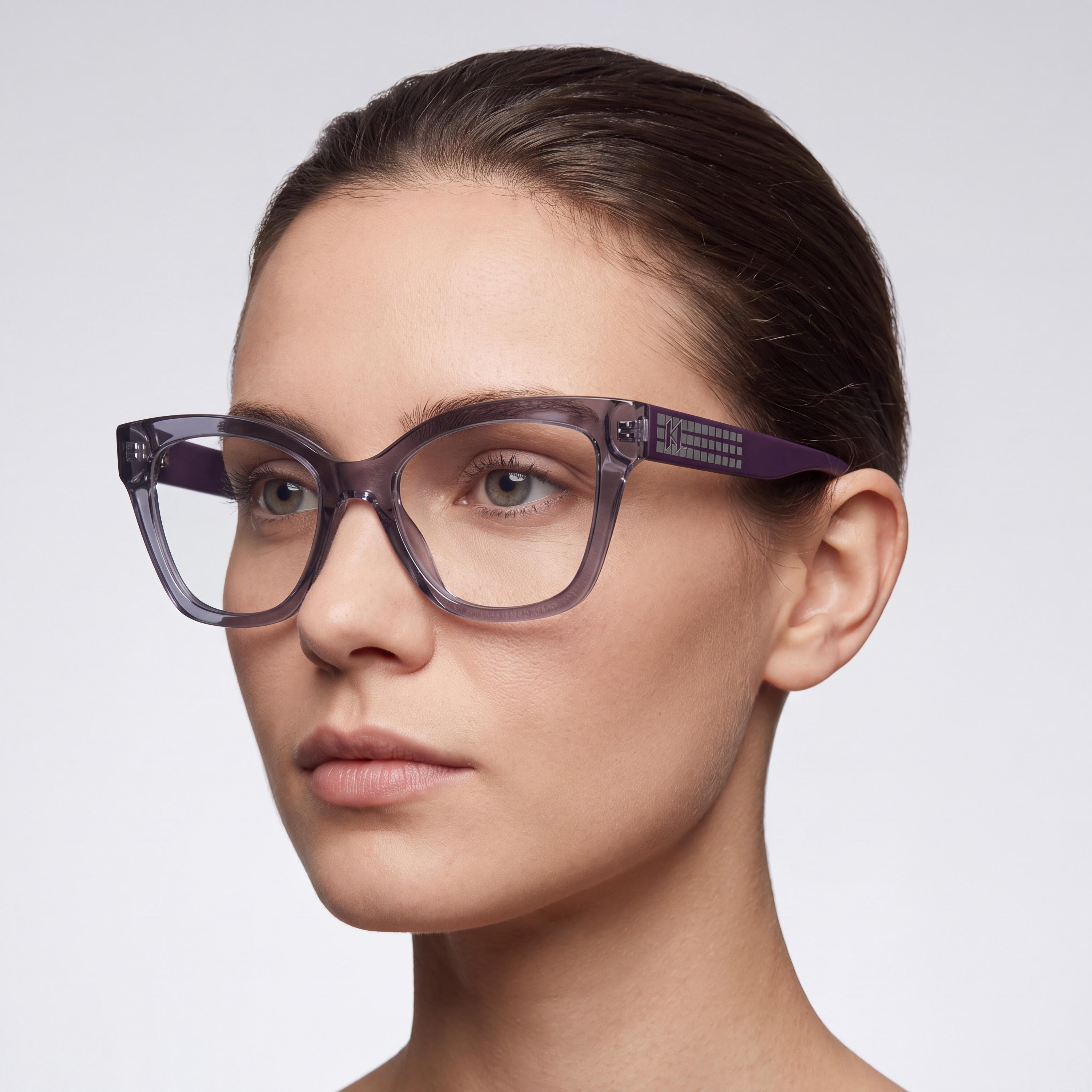 KARL LAGERFELD KL6150 Women's Modern Style Violet Injected Ophthalmic Eyeglasses, Polycarbonate Lenses, 53mm, Photo 5