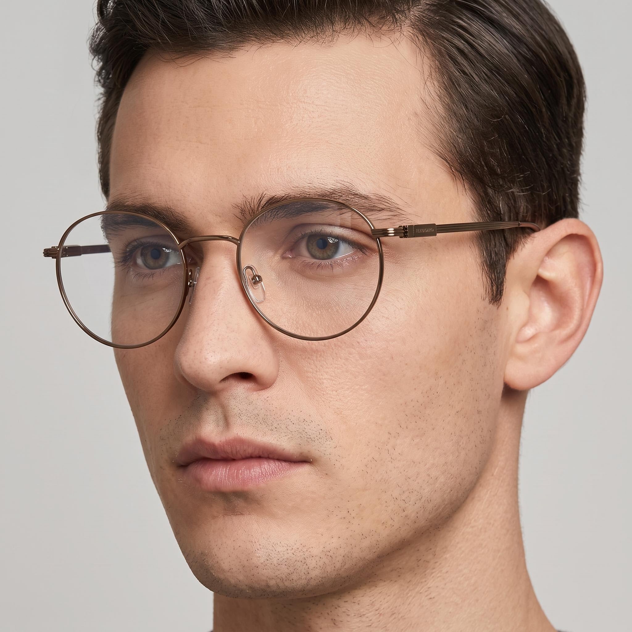Gafas para hombre Ferragamo Sf2229 con montura metálica, acabado oro ámbar, 50 mm de ancho de lente, Photo 4