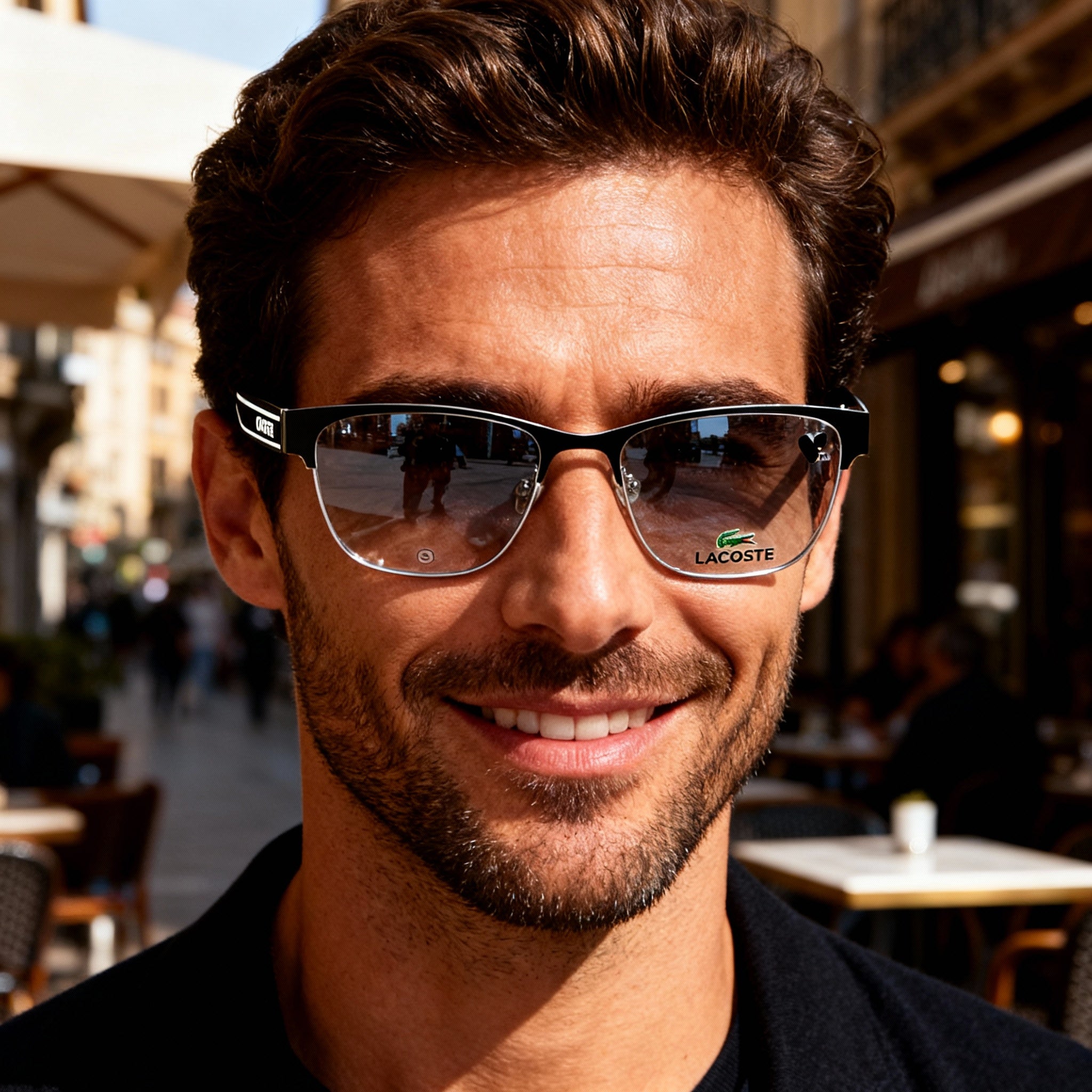 Lacoste Men's L3112 Casual Square Full-Rim Metal Frame Eyeglasses, Matte Black, 49mm Lens Width, Photo 4