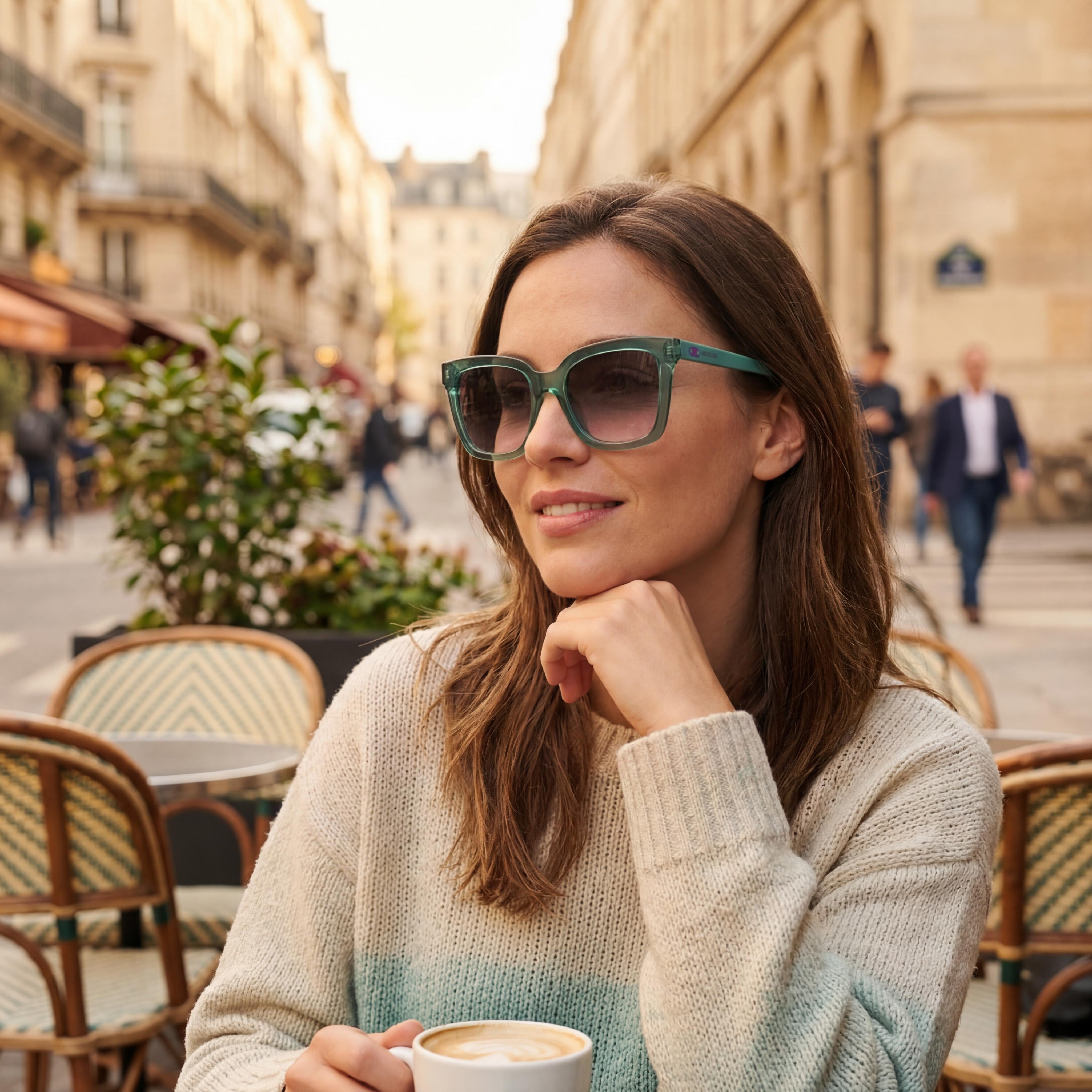 Missoni Women's Square Sunglasses, Verde Azulado Acetate Frame, Teal Polycarbonate Lenses, 53-19-140, Photo 6