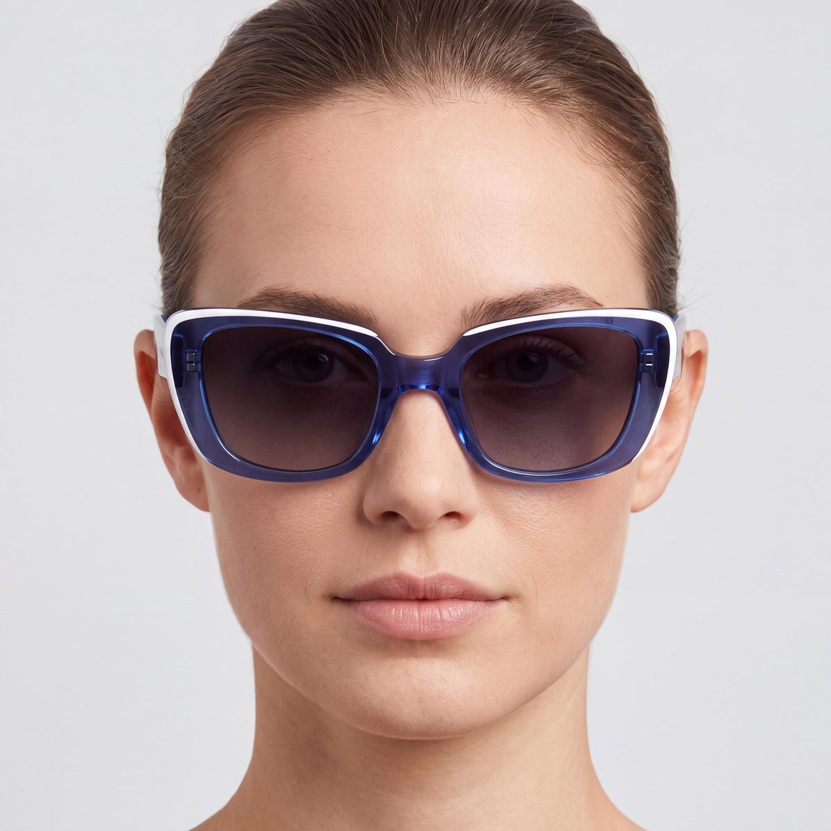 Gafas de sol kate spade new york Fabia/S rectangulares para mujer, de acetato azul y blanco, con protección 100% UV, gris oscuro, 51 mm, Photo 5