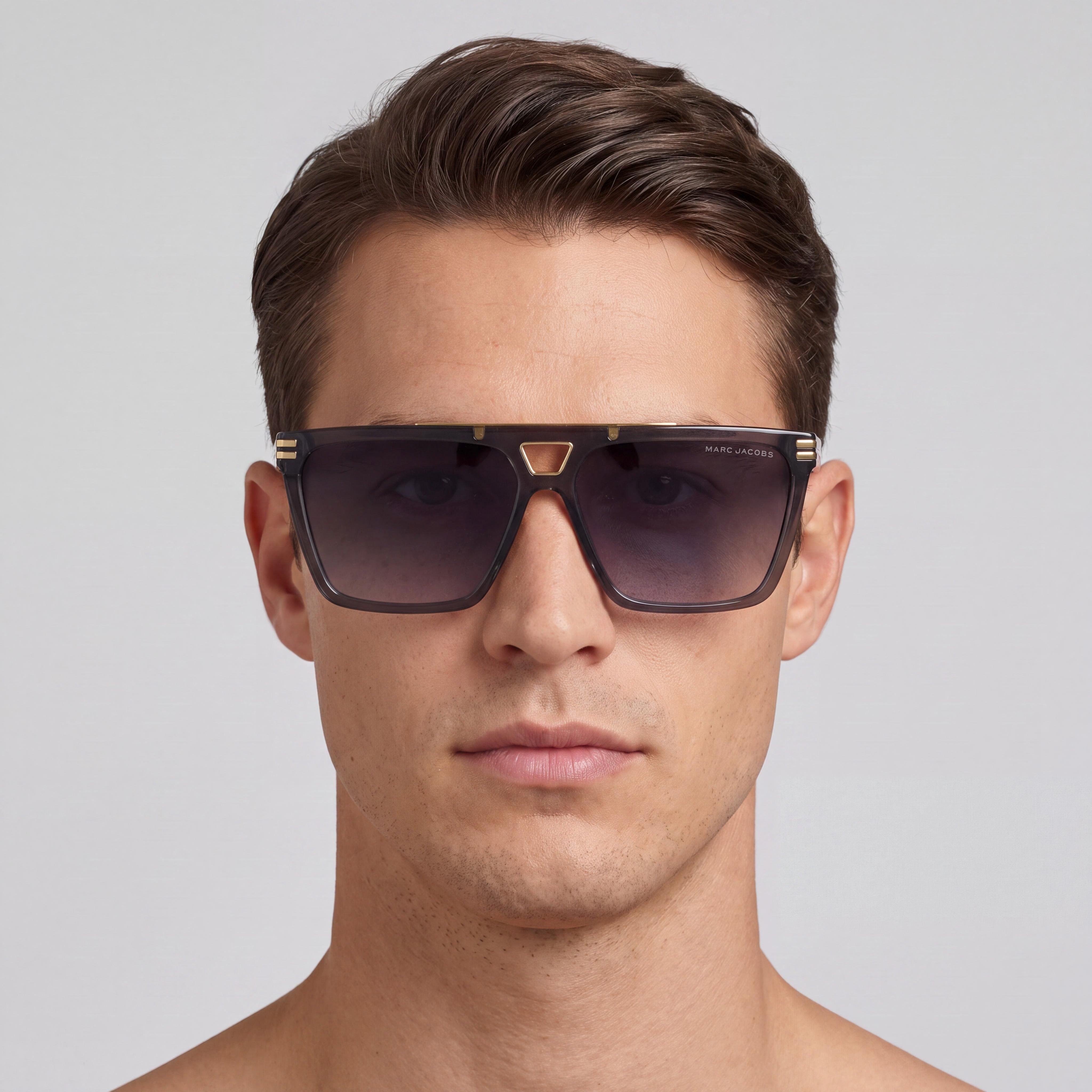 Marc Jacobs Casual Men's Grey Acetate Frame Dark Grey Heather Lens UV Protection Sunglasses 58mm Lens Width, Photo 4