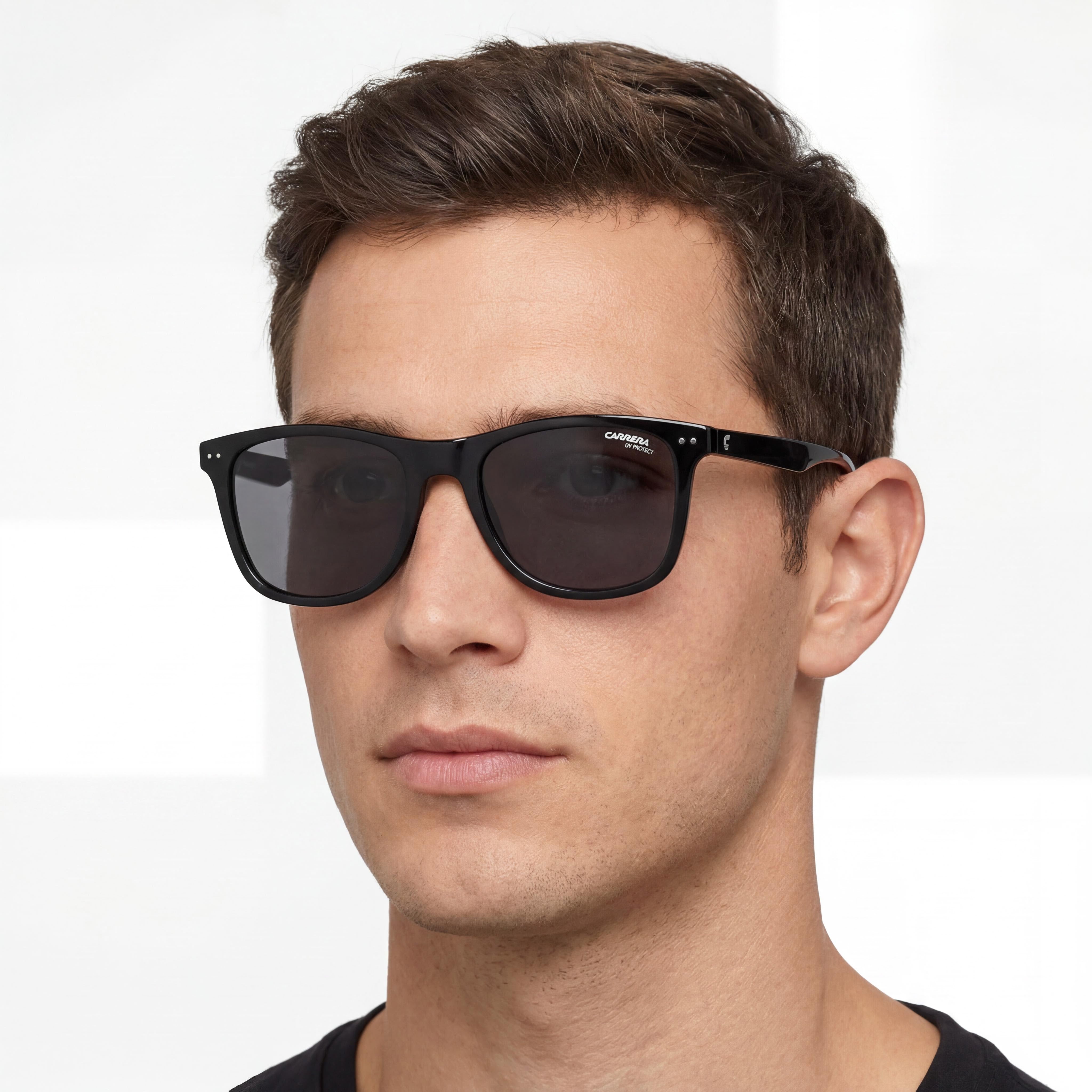 Gafas de sol unisex Carrera 2022t/S rectangulares de poliamida inyectada, negras, no polarizadas, con protección UV, 51-18-135, Photo 4