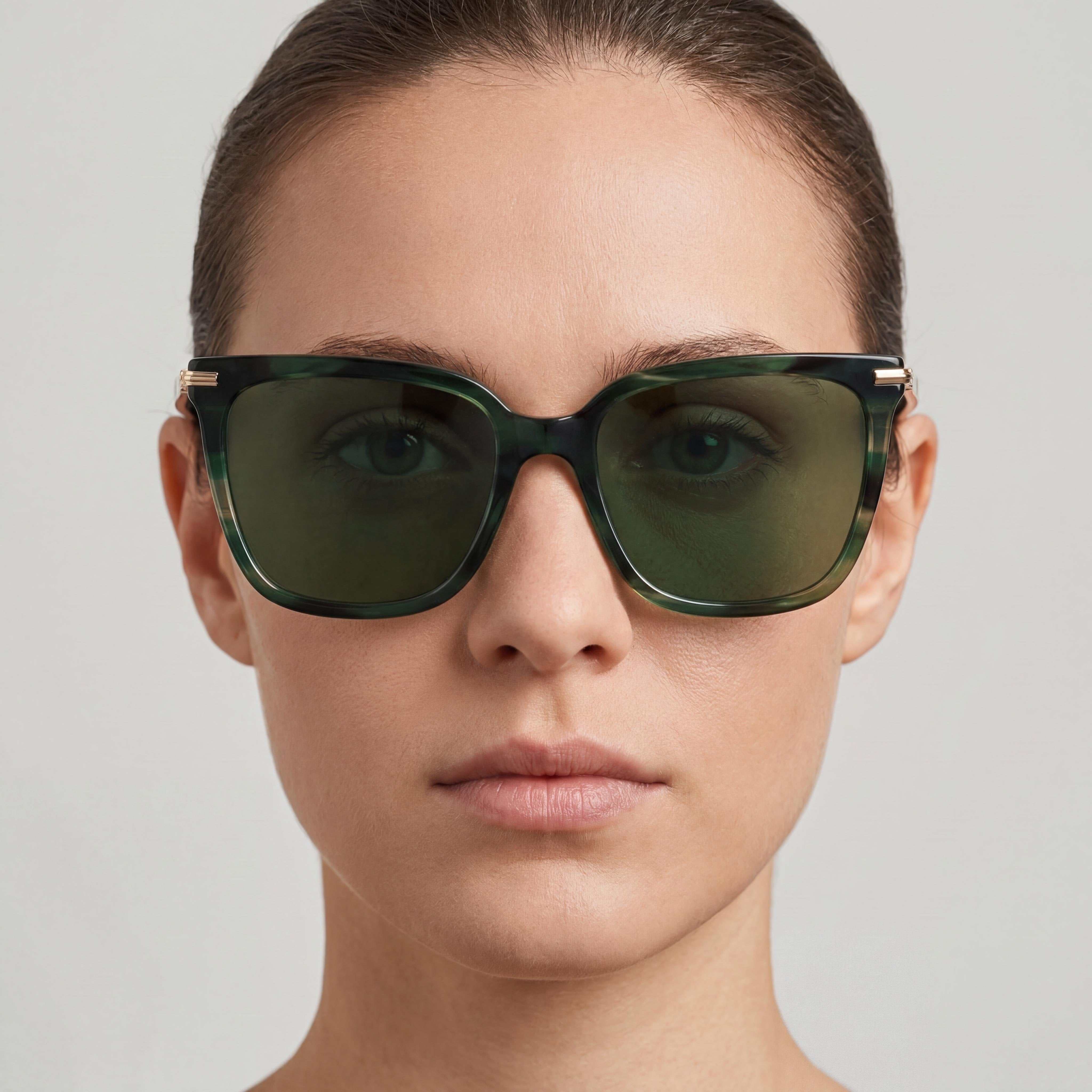 Ferragamo Sf2037s Unisex Striped Green Titanium Eyewear with Non- Lenses, 56mm Lens Width, Photo 3