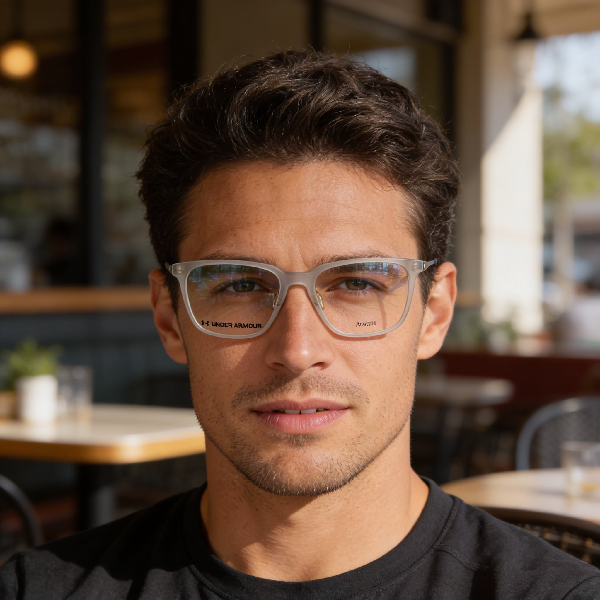 Gafas de sol Under Armour UA 5032/G para hombre, montura rectangular de acetato, lentes de policarbonato, color gris cristal, 55 mm, Photo 3