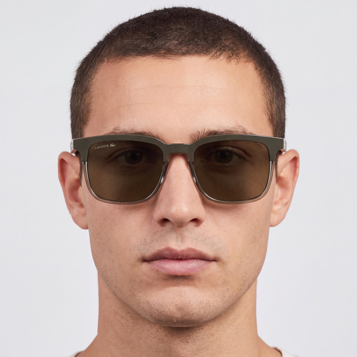 Lacoste L6074s Men’s Classic Plastic Sunglasses Taupe/Transparent Taupe Frame Khaki Lenses 56mm Global XL Fit RXable UV 400, Photo 4
