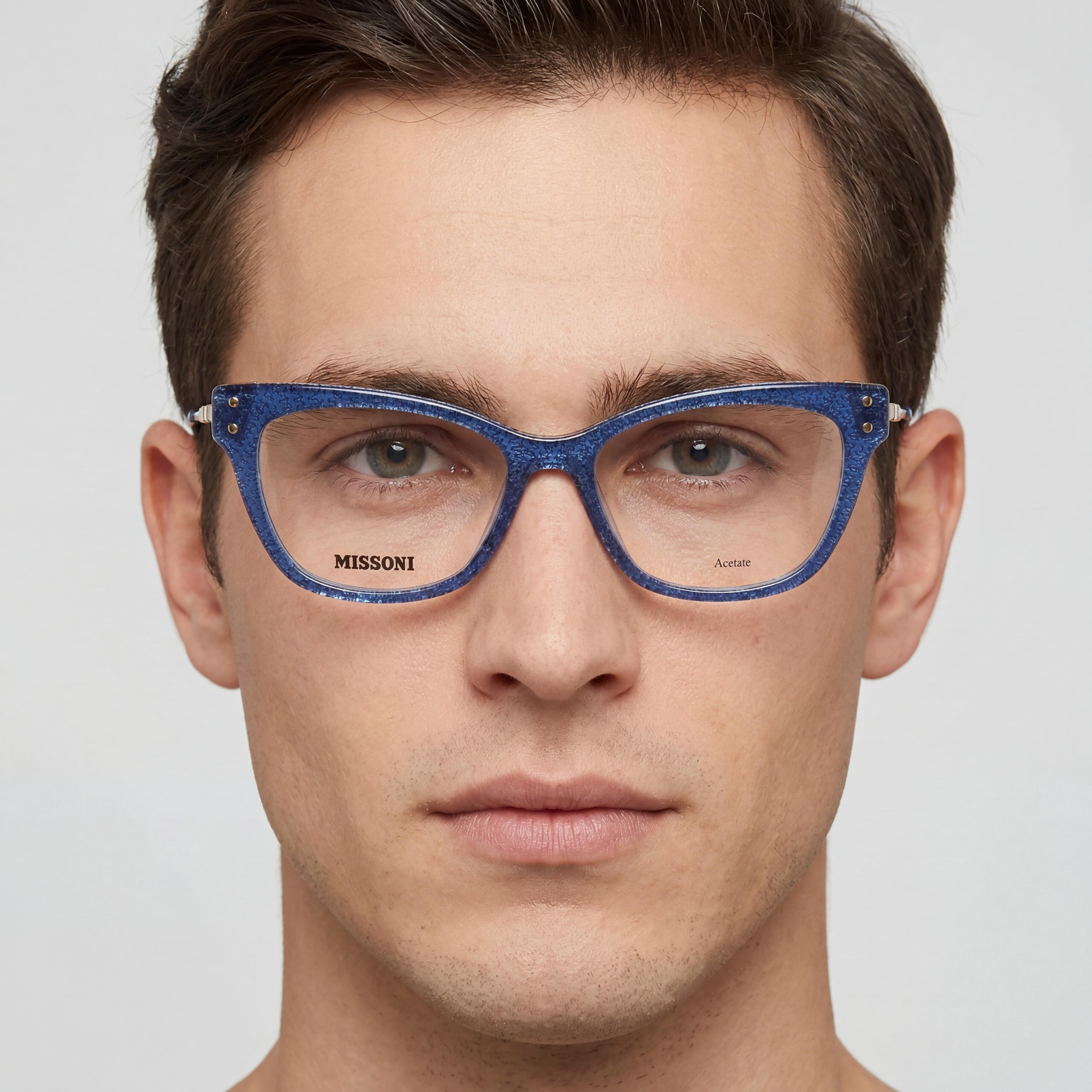 Missoni Modern Unisex Blue Polyamide Frame Eyewear: 52mm Lens, 17mm Bridge, 145mm Temple, Photo 4