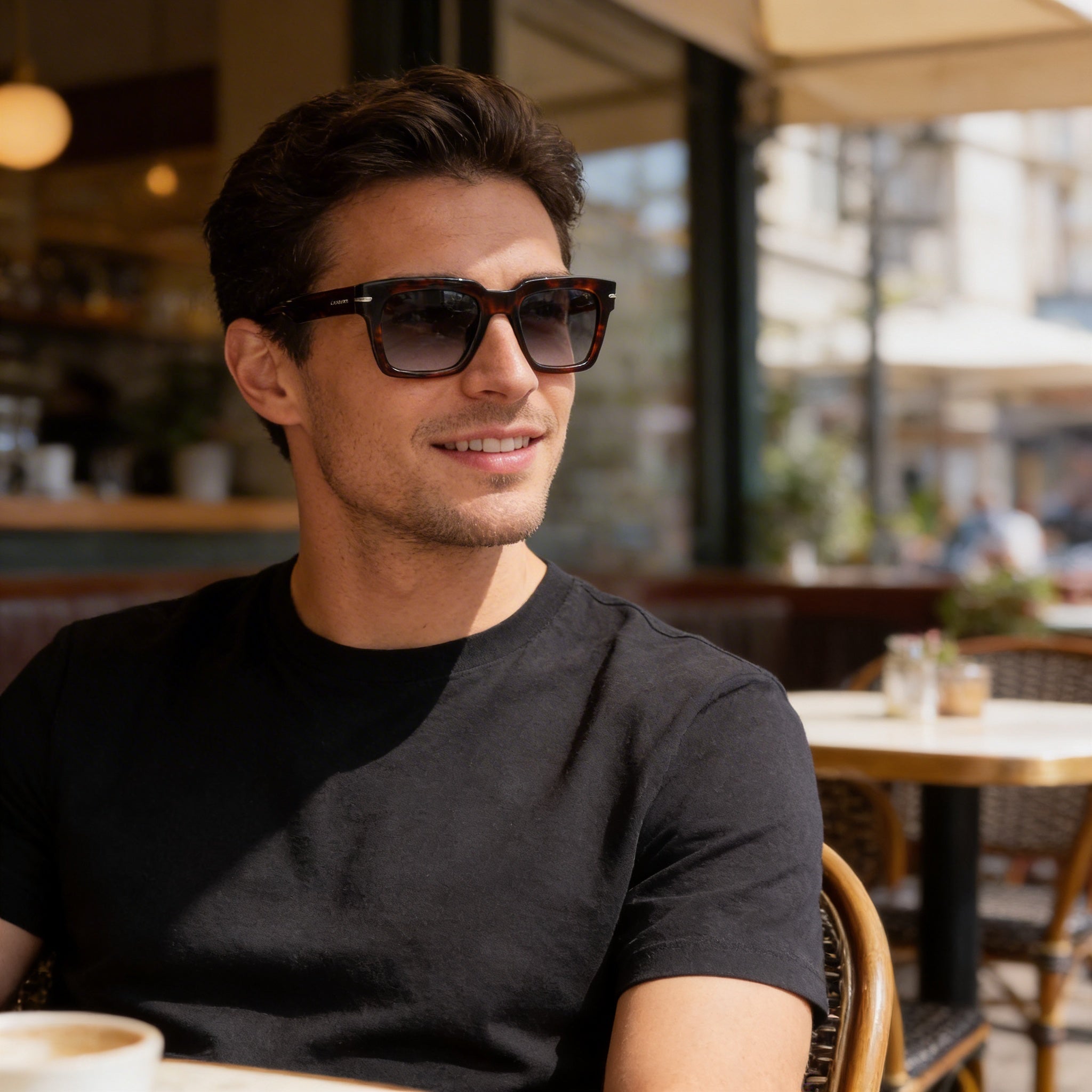 Carrera Signature Men's Brown Horn Acetate Dark Grey Shaded Non-Polarized 100% UV Sunglasses 52mm, Photo 5