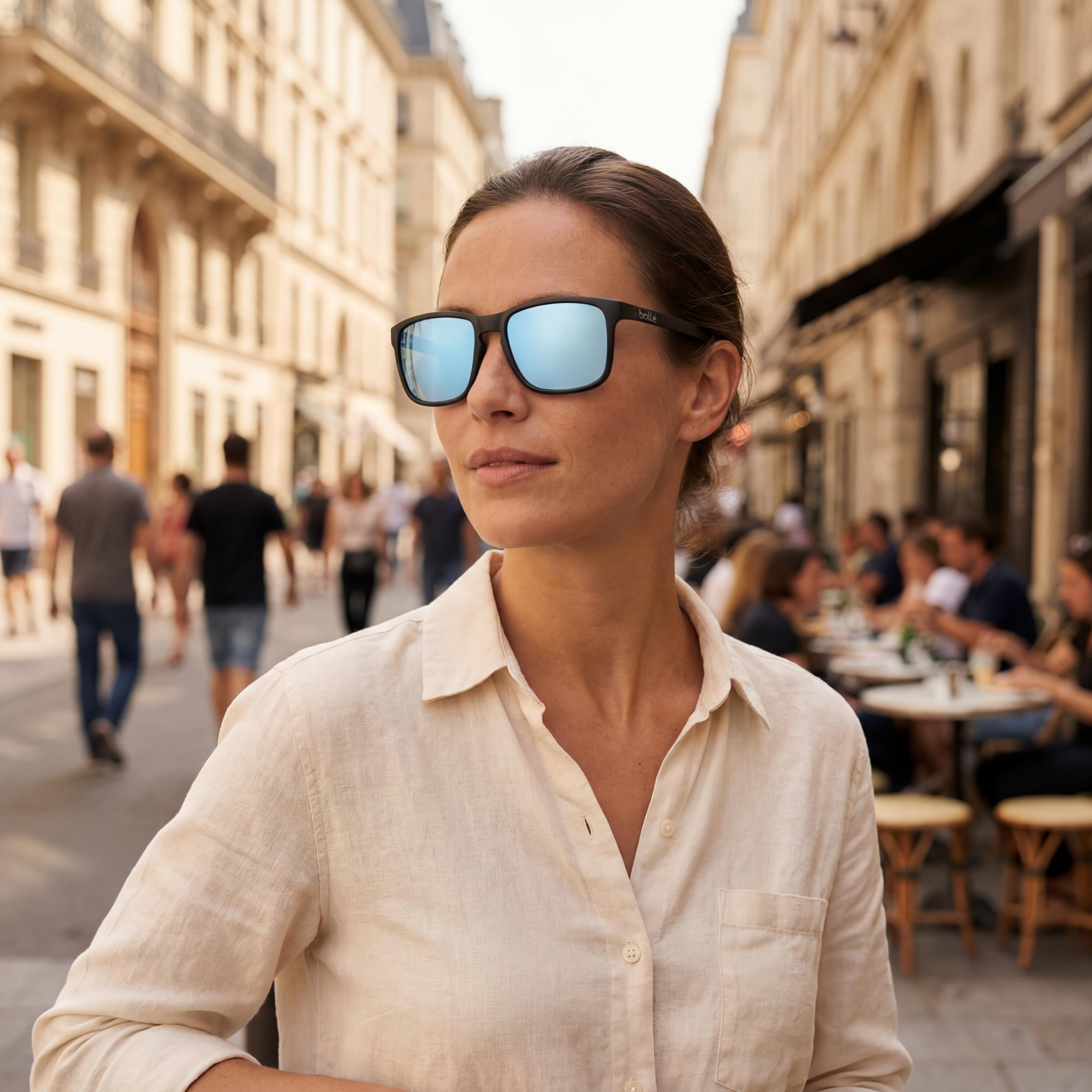 bollé Unisex-Adult Rectangular Sunglasses with Colourful Nylon Frame, Sky Blue Polarized Lenses 53mm, Photo 4