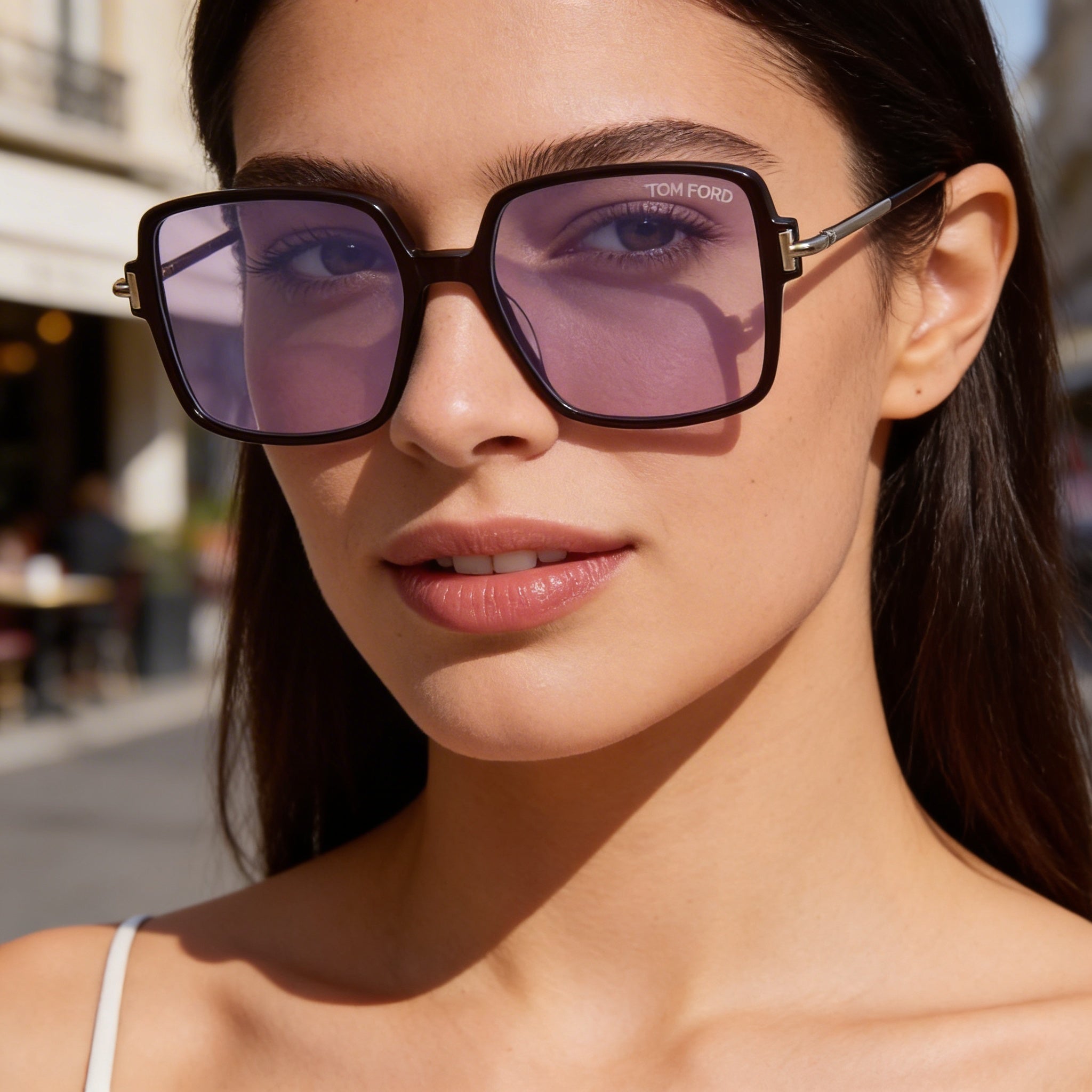 Tom Ford FT5915-B Women's Light Brown Blue Block Full Rim Square Plastic Non- Eyeglasses 53mm, Photo 3