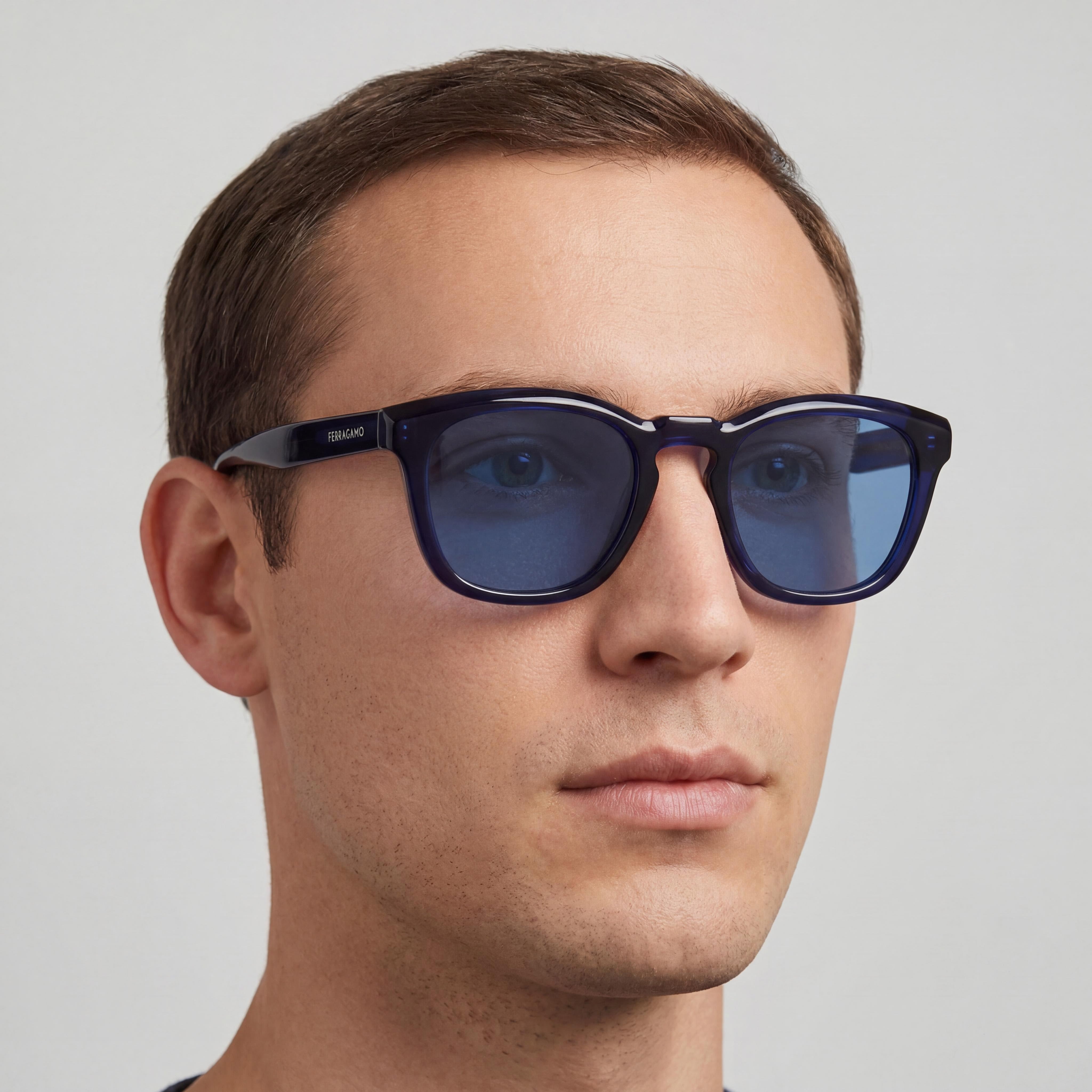 Gafas Ferragamo Sf2040se Rectangulares Transparentes Azules de Titanio UV 400 para Hombre 50-21-145, Photo 5