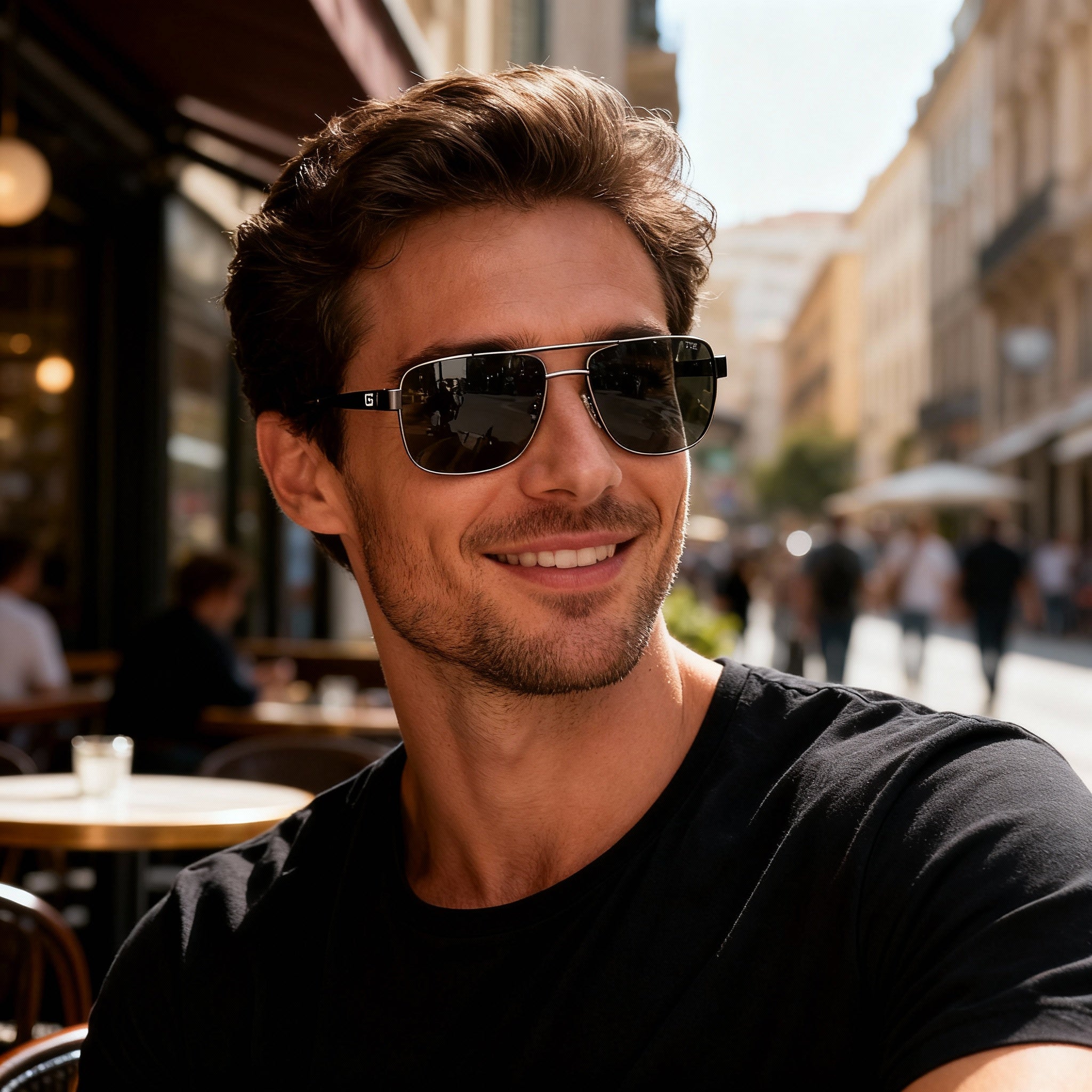 GUESS Gu6968 Men's Plastic Gunmetal Frame with Acetate Smoke Polarized UV Protected Lenses 58mm, Photo 4