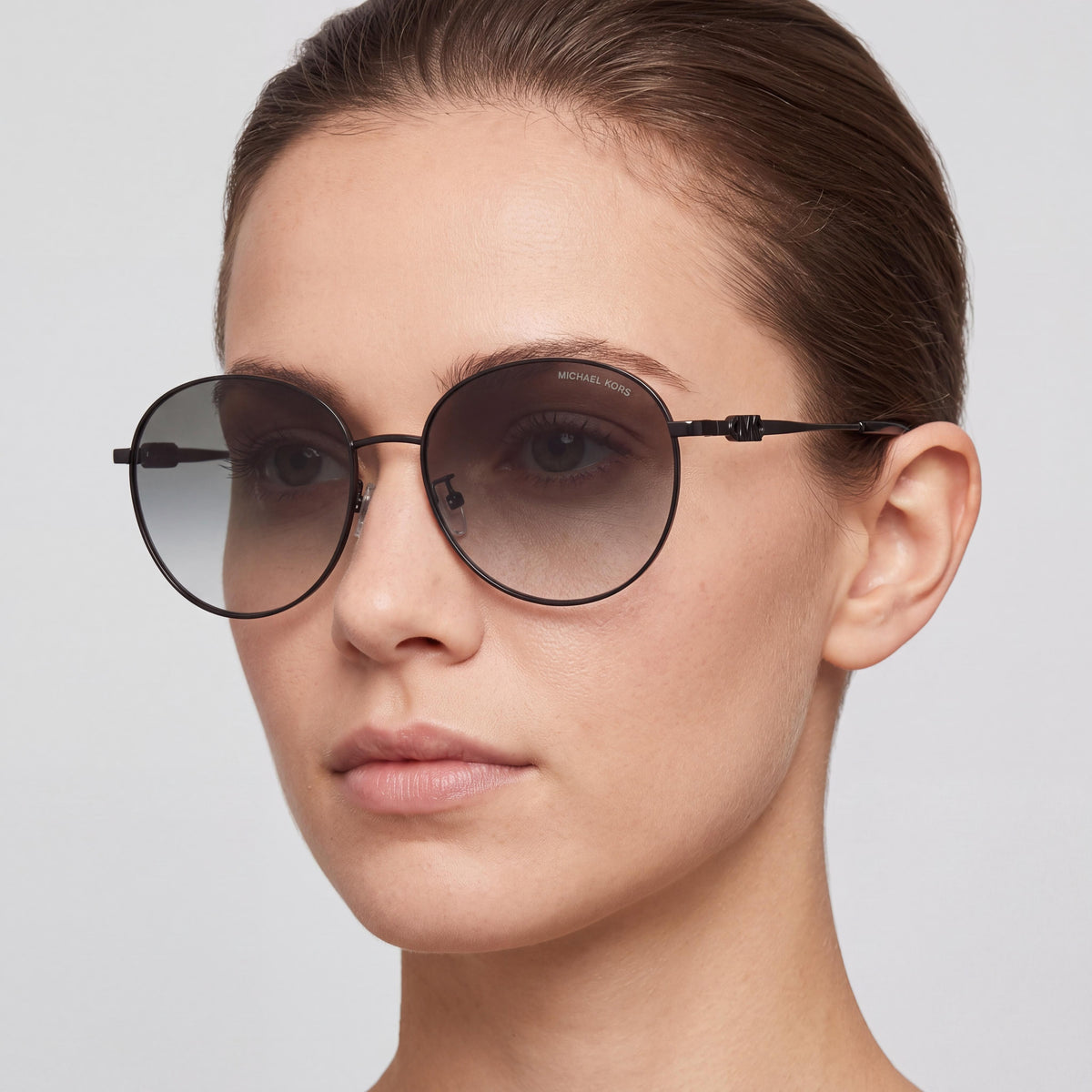 Michael Kors 0MK111910058E57 Women's Round Metal Black Grey Gradient Frame Gradient Grey Lens UV Protected Sunglasses 57mm, Photo 5