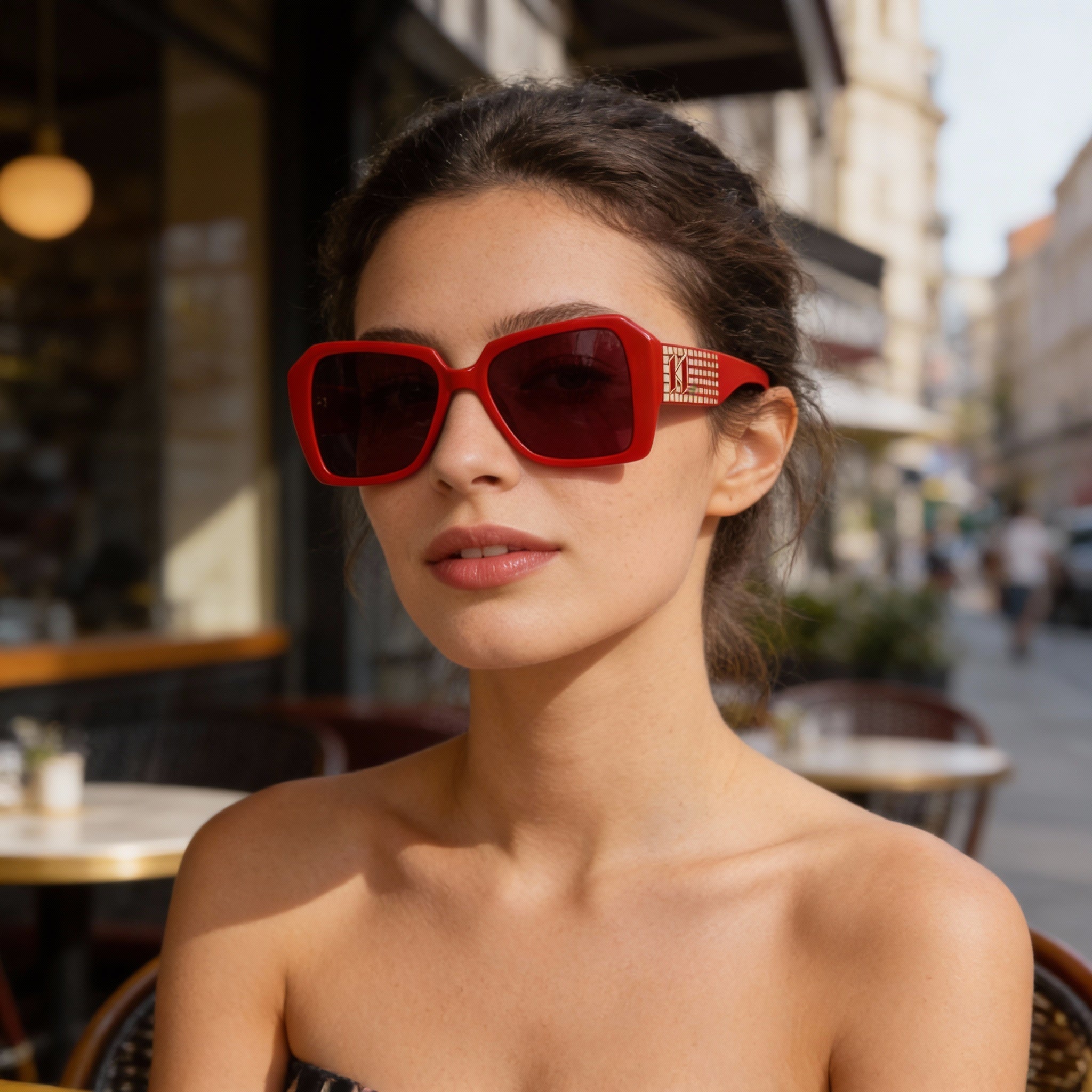 Gafas de sol Karl Lagerfeld Paris Kl6140s cuadradas bioinyectadas para mujer, gris metalizado con lentes color vino, 53 mm, protección UV, Photo 4
