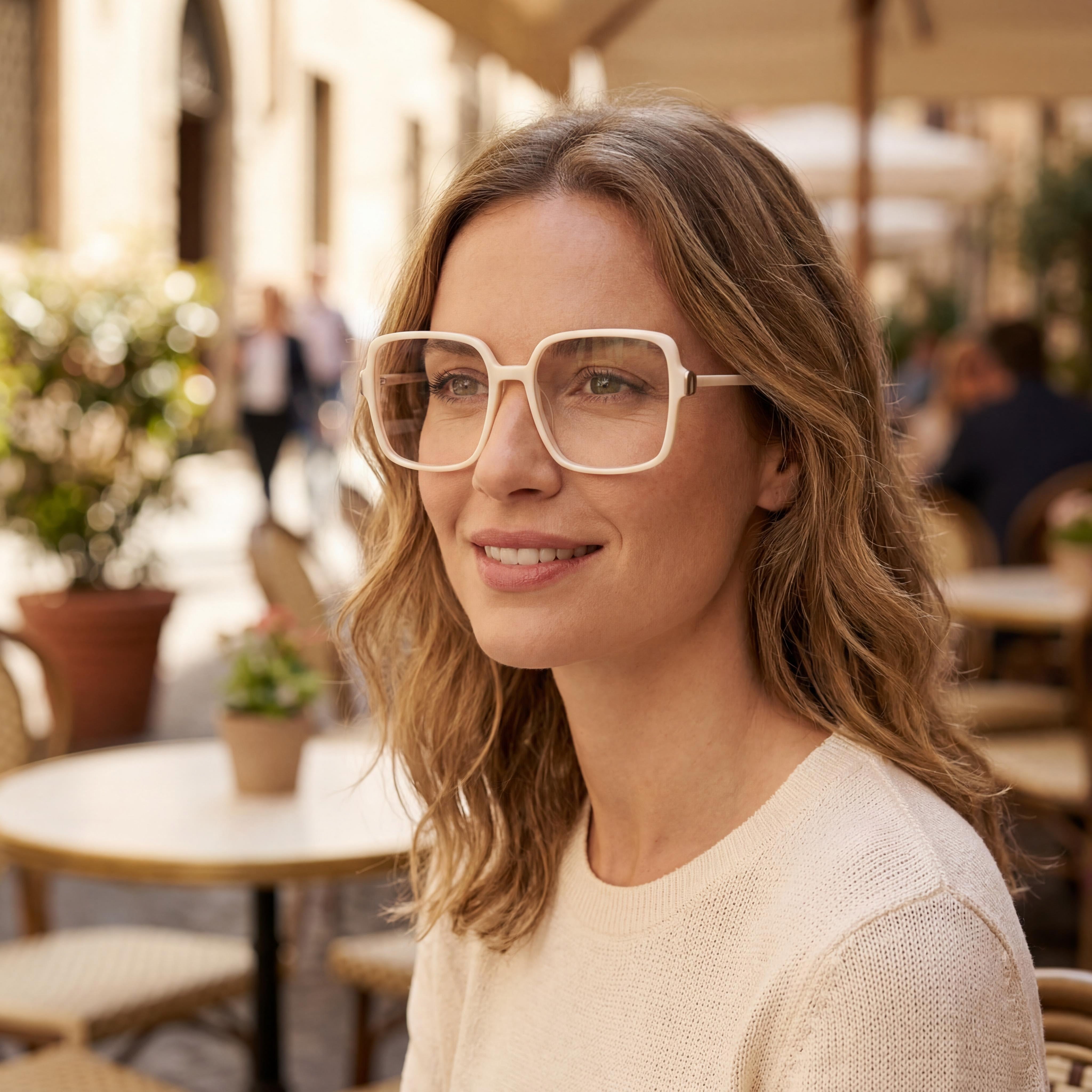 Gafas Furla Classic de mujer, brillantes, de marfil, de metal aceitado, con lentes de demostración transparentes 55-16-135, Photo 5