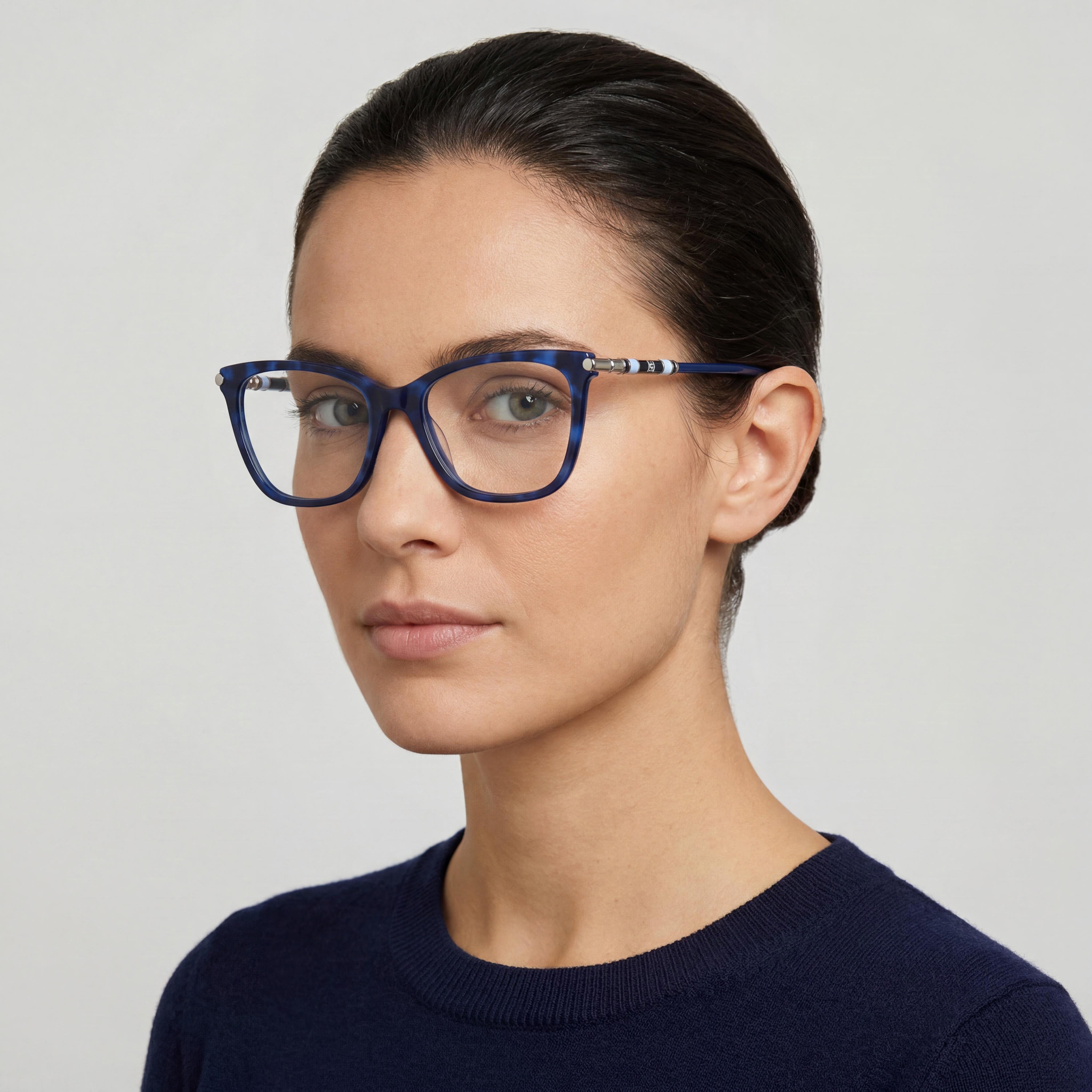Carolina Herrera CH 0028 Women's Blue Acetate Cat Eye Polarized Sunglasses with Transparent Polycarbonate Lenses 53-18-145, Photo 3