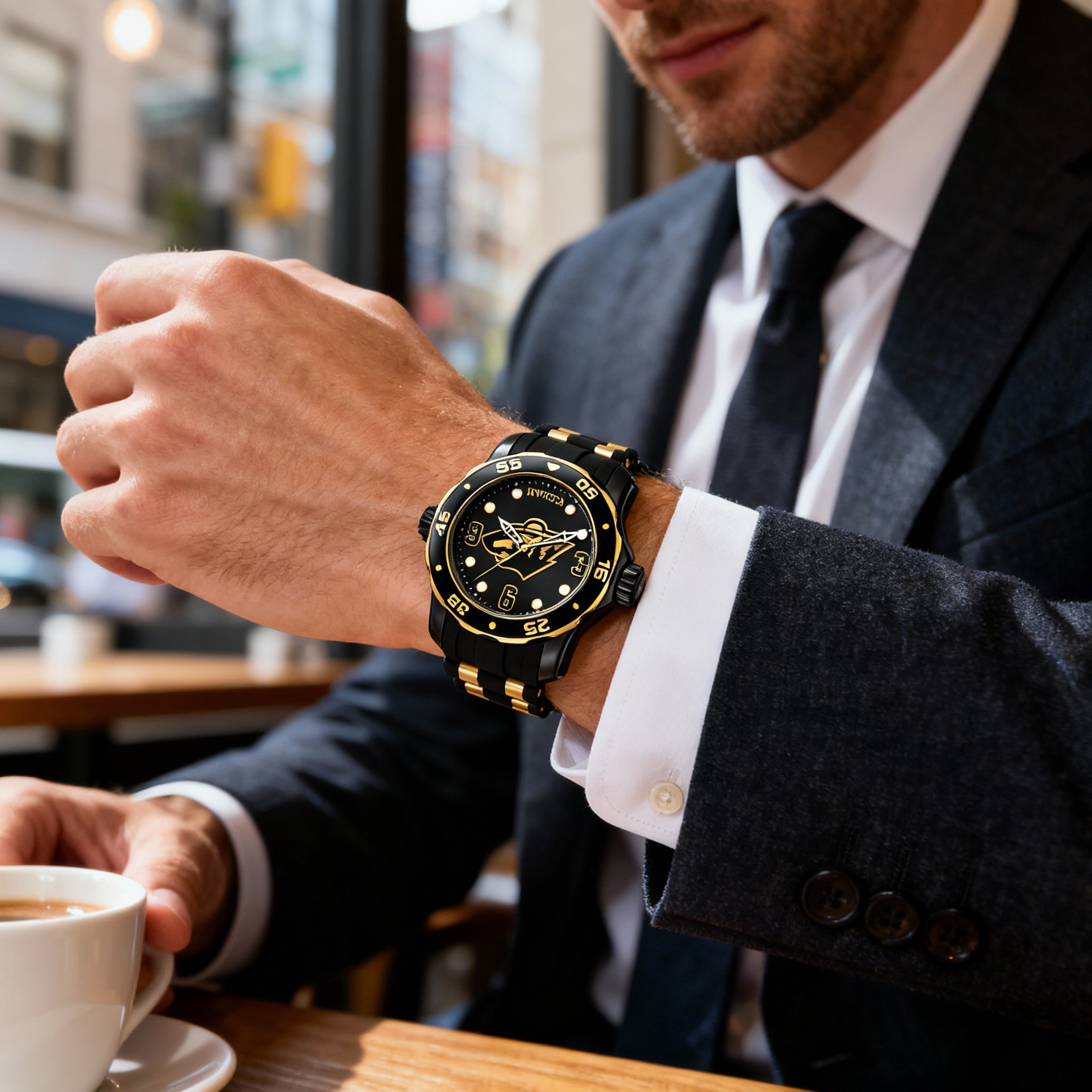 Invicta IN-42317-AMZUK Men's Black & Gold-Tone Quartz Watch with Stainless Steel Case, 48mm, Photo 5