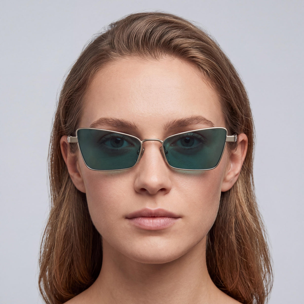Calvin Klein Women's Ck24110s Metal Butterfly Matte Light Gold Solid Green UV Protection Non-Polarized Sunglasses 53mm, Photo 4