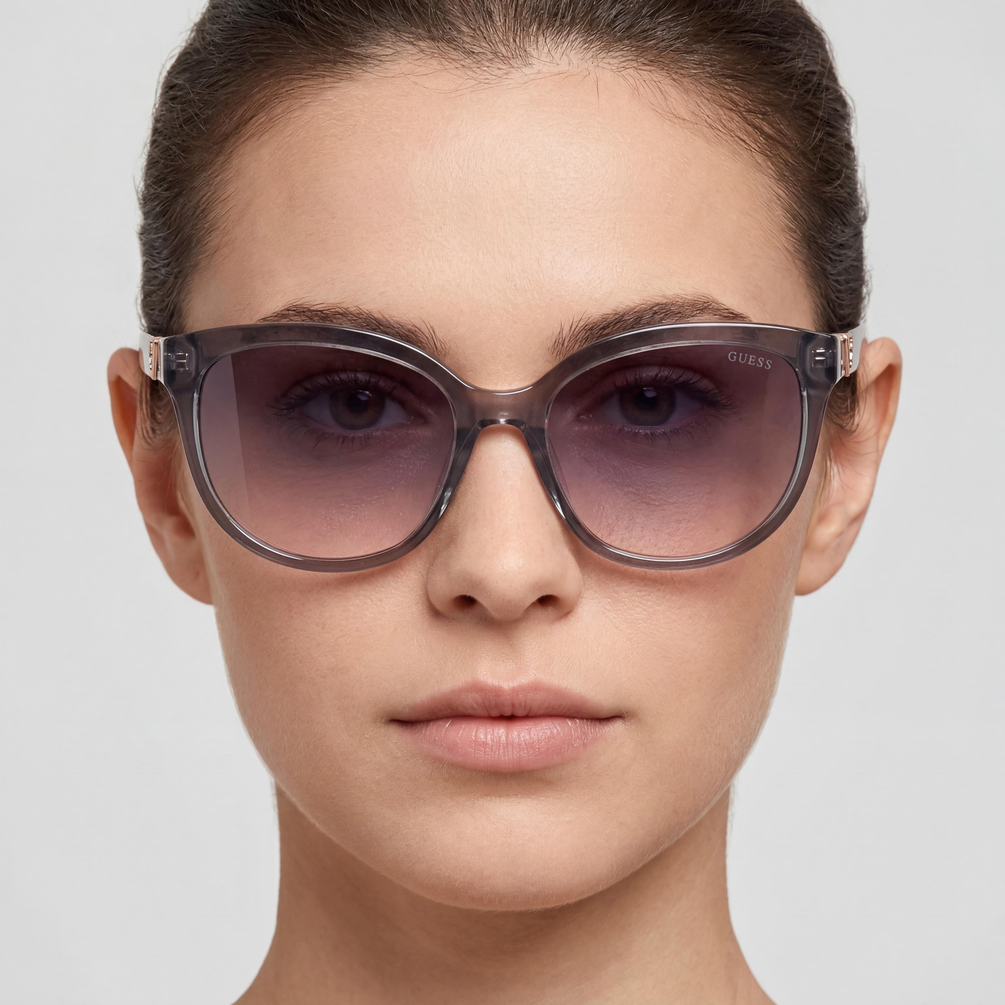GUESS Modern Women's Grey Injected Cat-Eye UV Protected Sunglasses with Grey Gradient Lenses 56mm, Photo 5