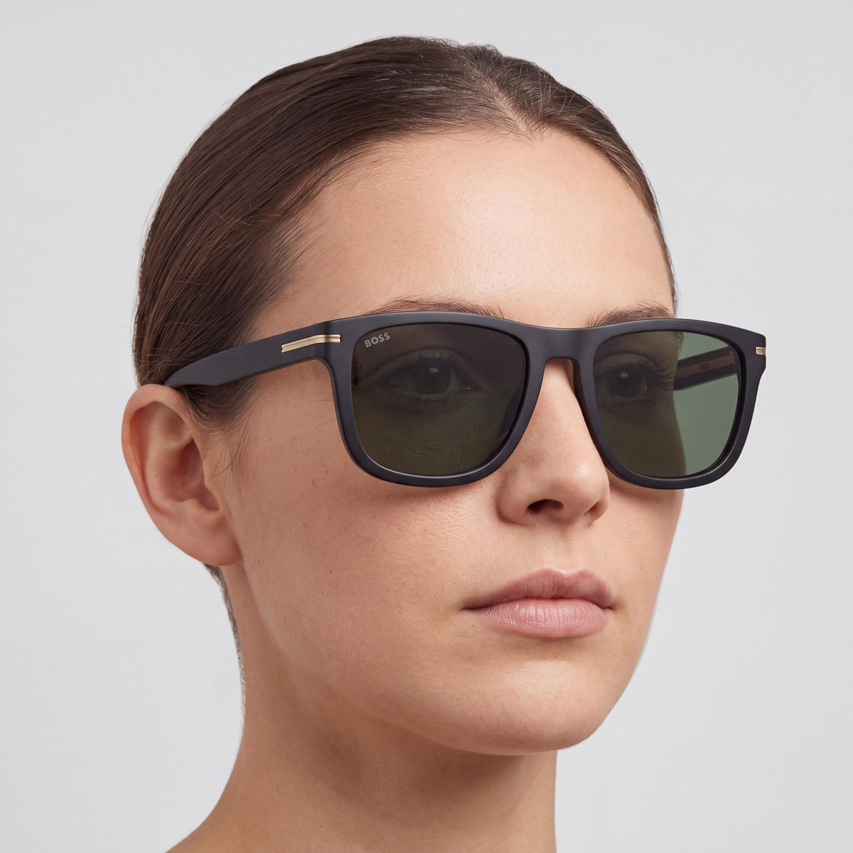 Hugo Boss Women's Boss 1626/S Rectangular Black ECO ACETATE Frame Sunglasses, 100% UV Protection, 55mm, Photo 4