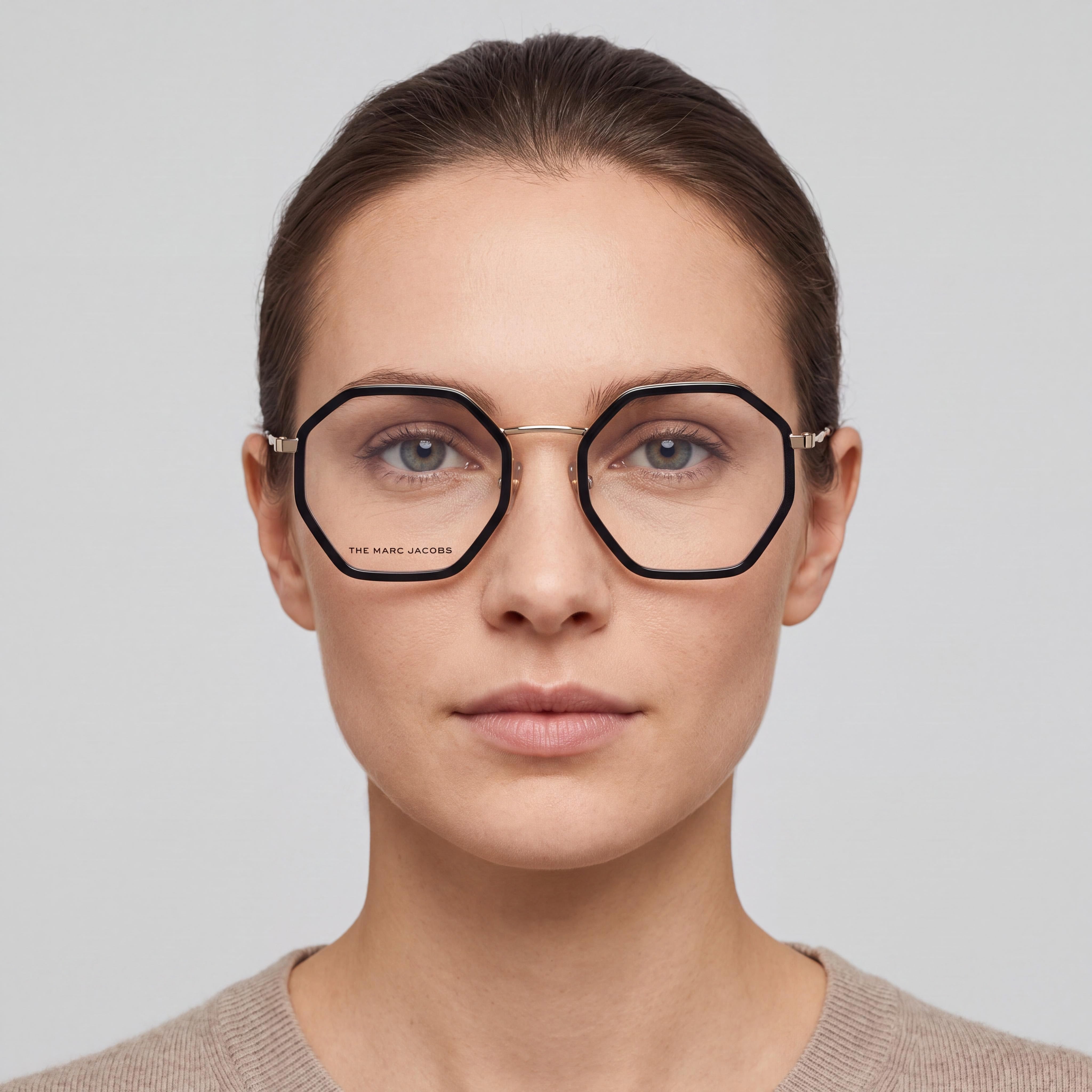 Gafas Marc Jacobs Modern para Mujer, Color Negro y Dorado, de Acero Inoxidable, Montura Cuadrada Completa, Ancho de Lente 50mm, Photo 4