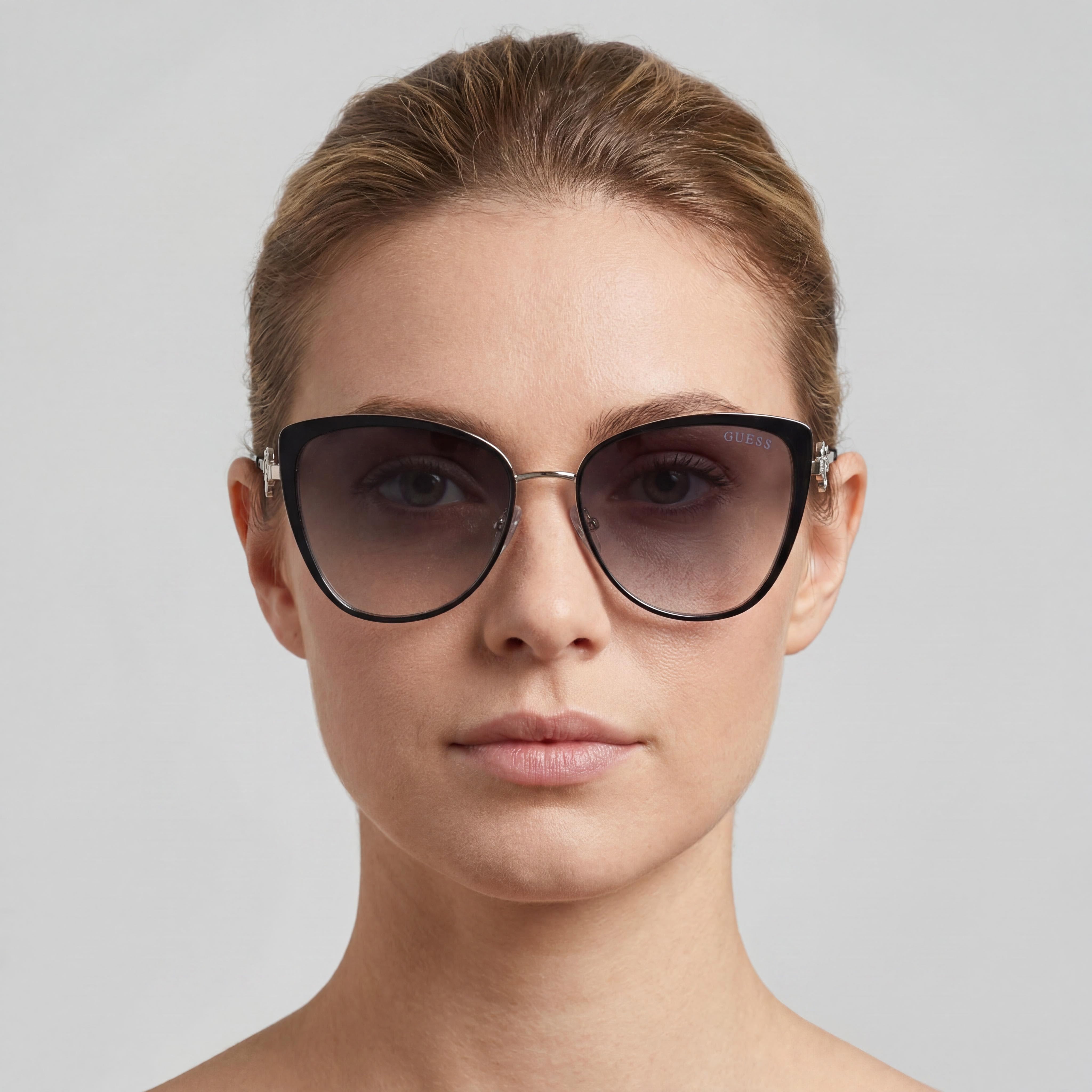 Guess GF6141 01B Shiny Black Cat Eye Sunglasses Unisex, 56mm, Photo 5