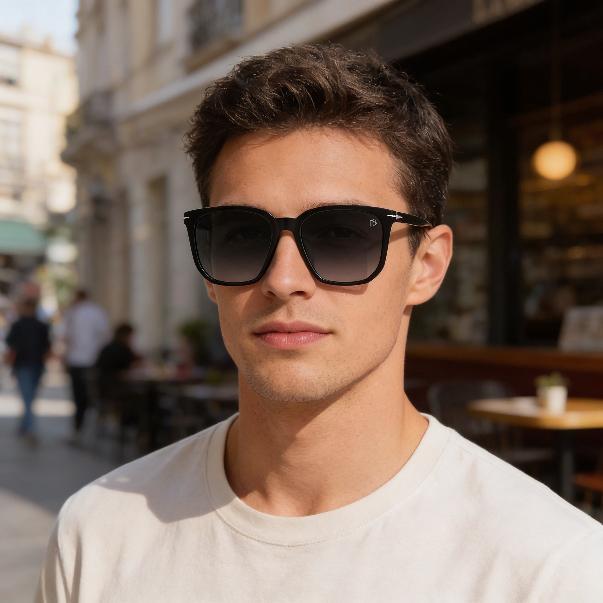 Gafas de sol David Beckham Db 1071/F/S para hombre, rectangulares, de acetato negro, color gris oscuro, con protección UV, 57 mm, Photo 5