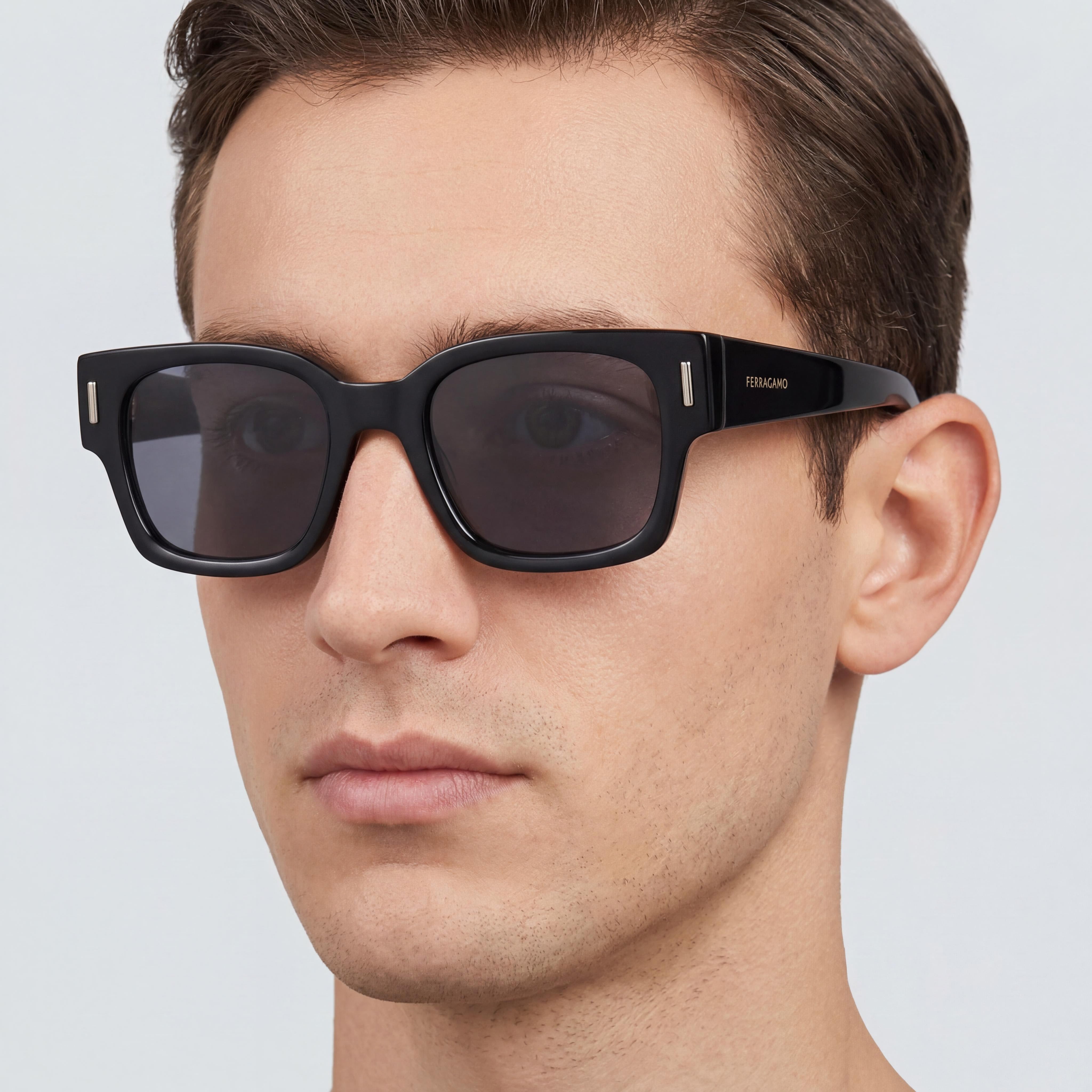 Salvatore Ferragamo SF2010S Men's Black Acetate Frame UV 400 Protection Polycarbonate Lens Sunglasses 52mm, Photo 5