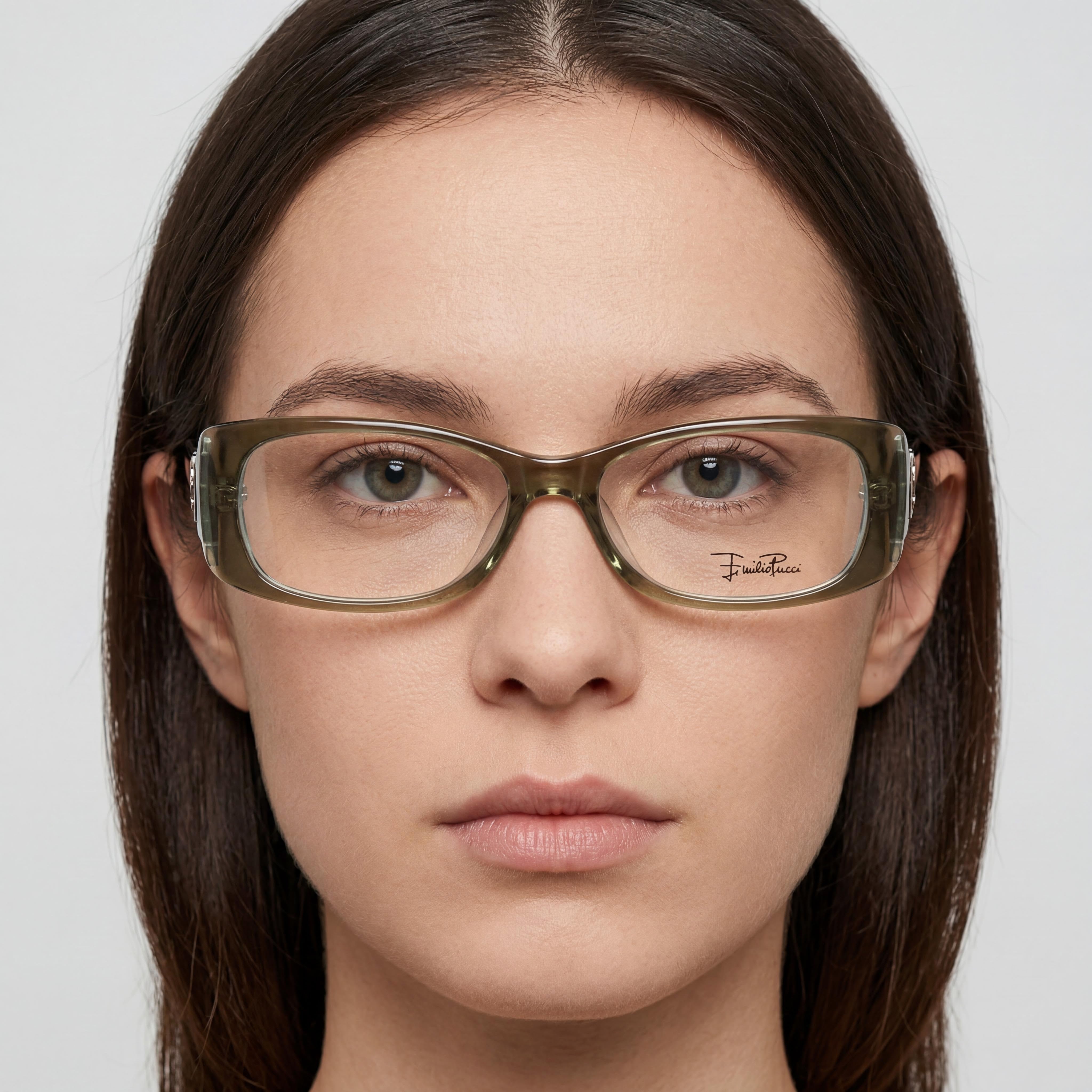 Emilio Pucci 2672_340 Unisex Eyewear Frame, crafted from Green Clear Plastic, featuring a 52mm Lens Width, Photo 4