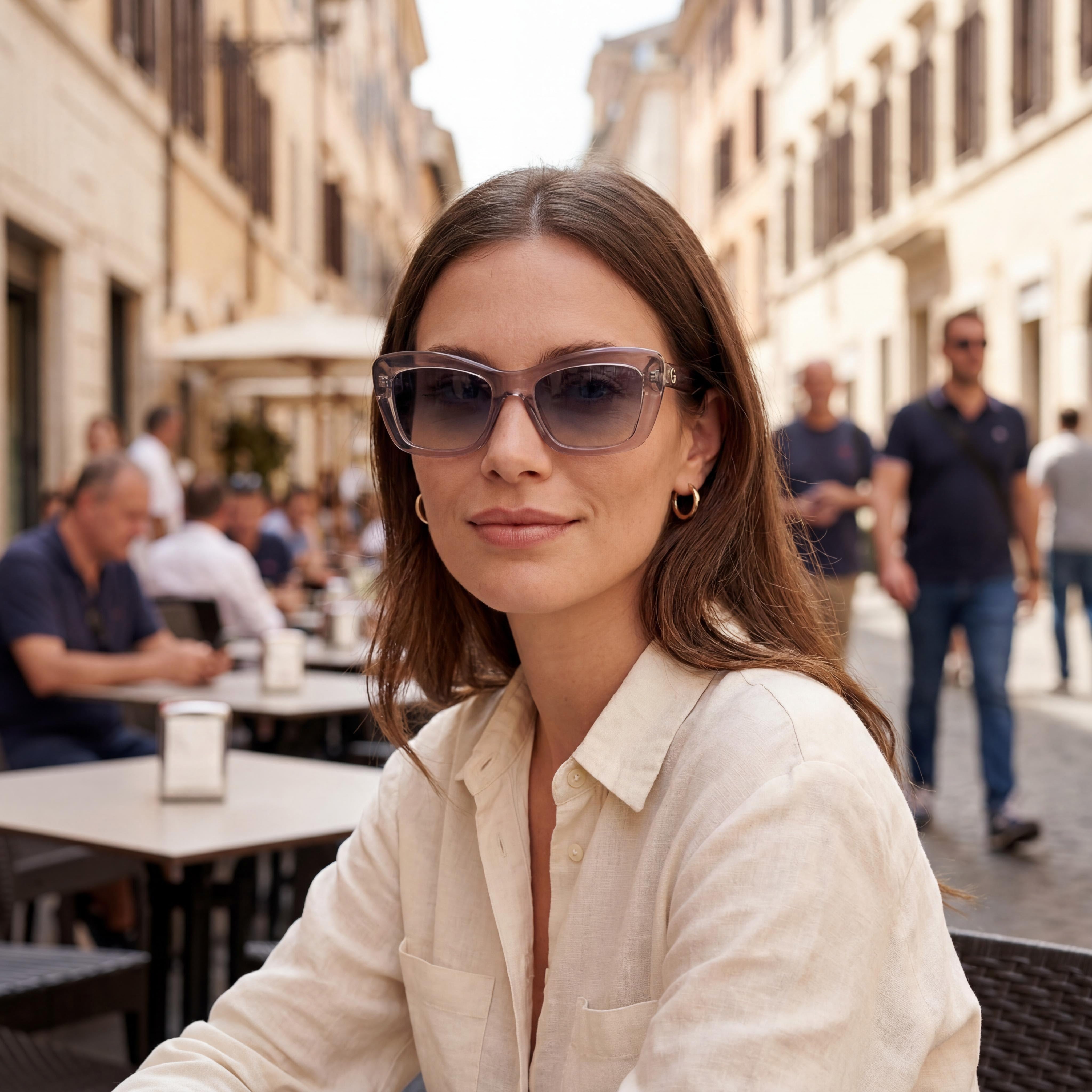 GUESS Women's Gu00195 Grey Havana Injected Sunglasses, Blue Pink Shaded Lenses, UV Protection 52mm, Photo 4