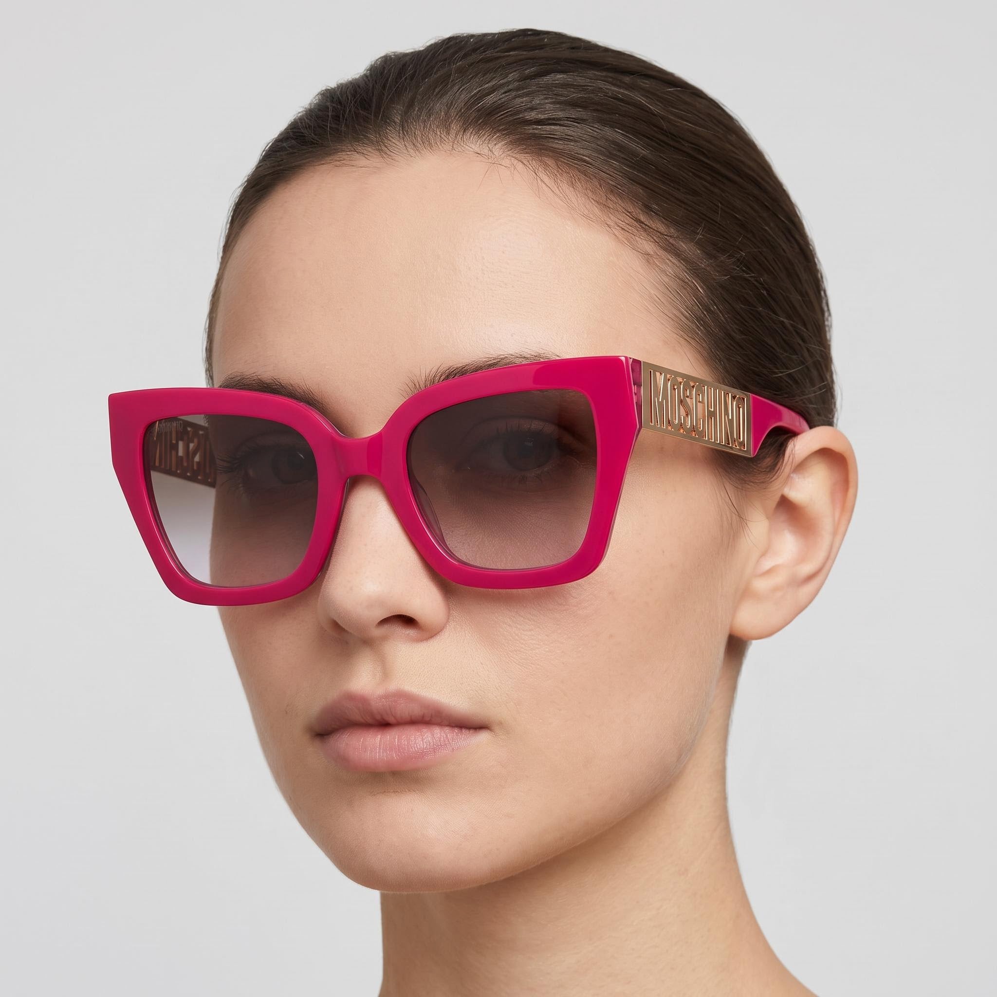 Gafas de sol Moschino Casual de acetato para mujer, color fucsia, marrón y morado, doble tono / marrón violeta, doble tono, 53 mm, Photo 3