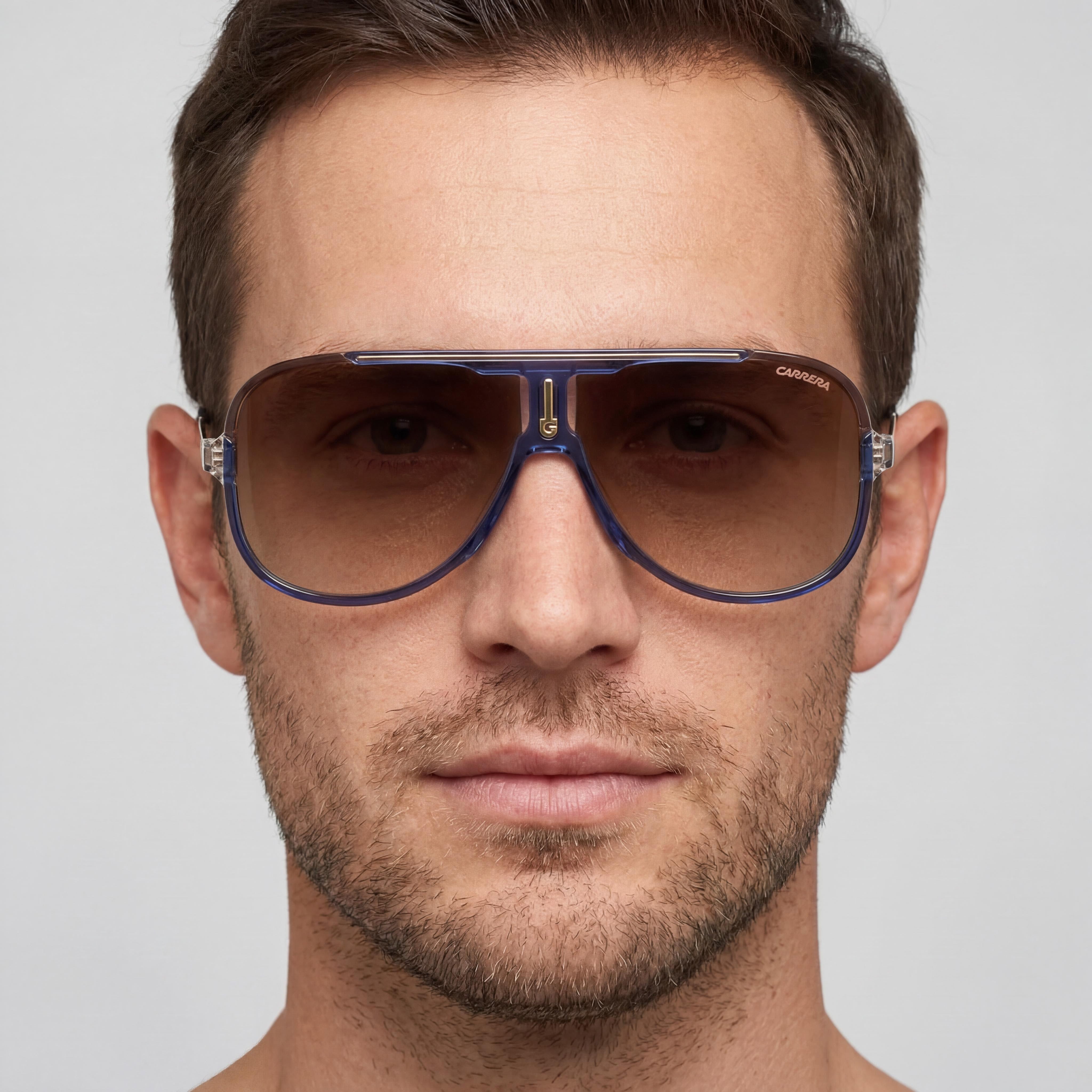 Carrera Classic Men's Blue Brown Polyamide UV Protected Non-Polarized Sunglasses with Black Brown Green Antireflex Lenses 64mm, Photo 3