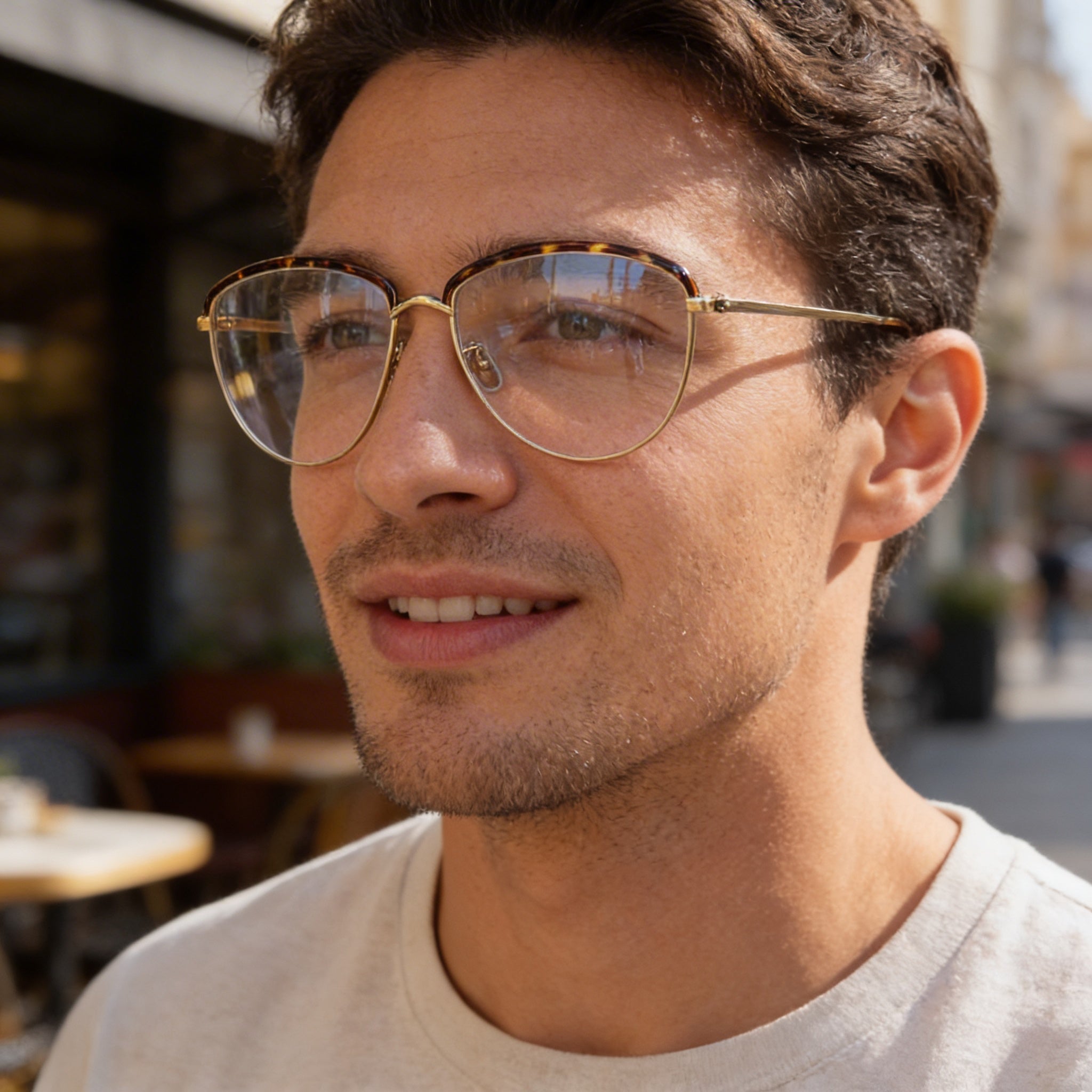 Victoria Beckham Vb2100 Men's Gold Tortoise Metal Frame Polycarbonate Eyewear, 58mm Lens Width, Photo 5