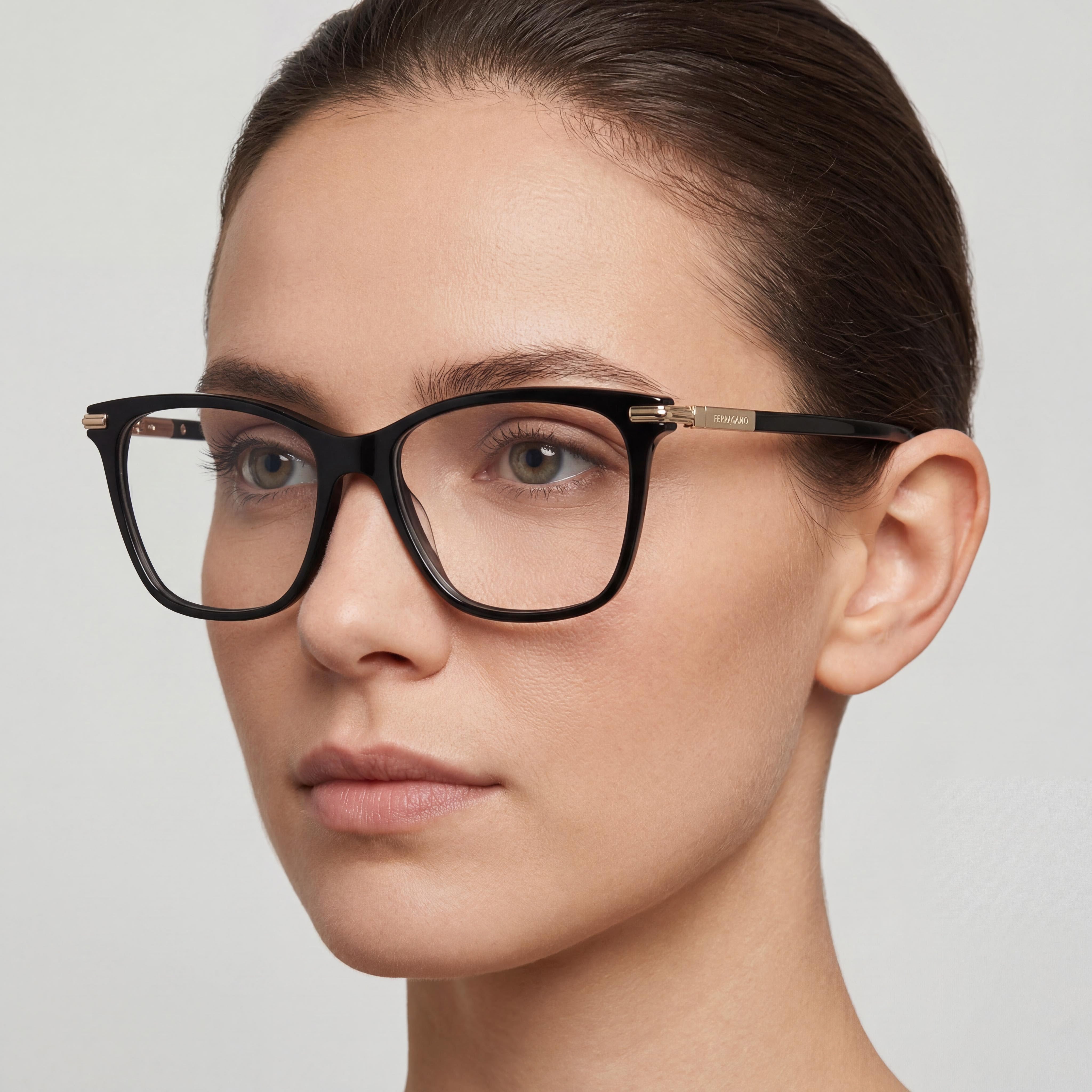 Ferragamo Sf3013 Women's Black White Acetate/Metal Frame Optical Eyeglasses, Size 53-15-140mm, Photo 4