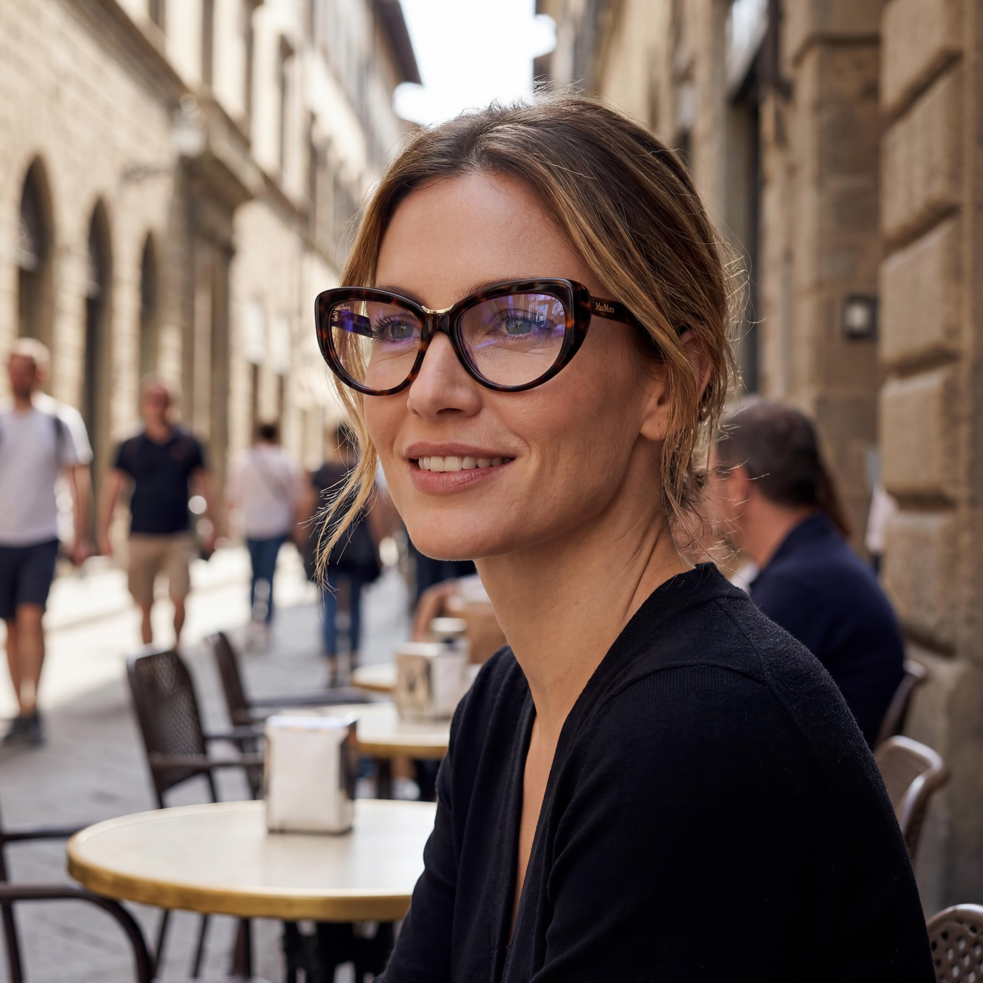MaxMara MM5109-B Women's Dark Havana Plastic Frame Eyewear with 16mm Bridge and 145mm Temples, Photo 6