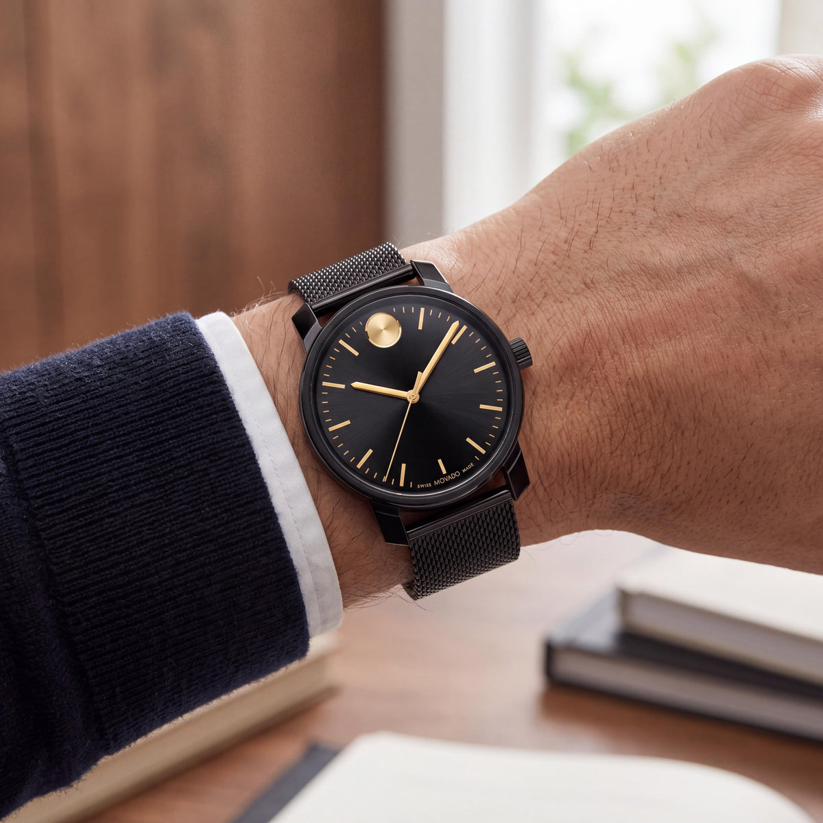 Movado BOLD Access Men's Quartz Watch with a 41mm Case in Grey Ion-Plated Stainless Steel and Brown Strap, Photo 3