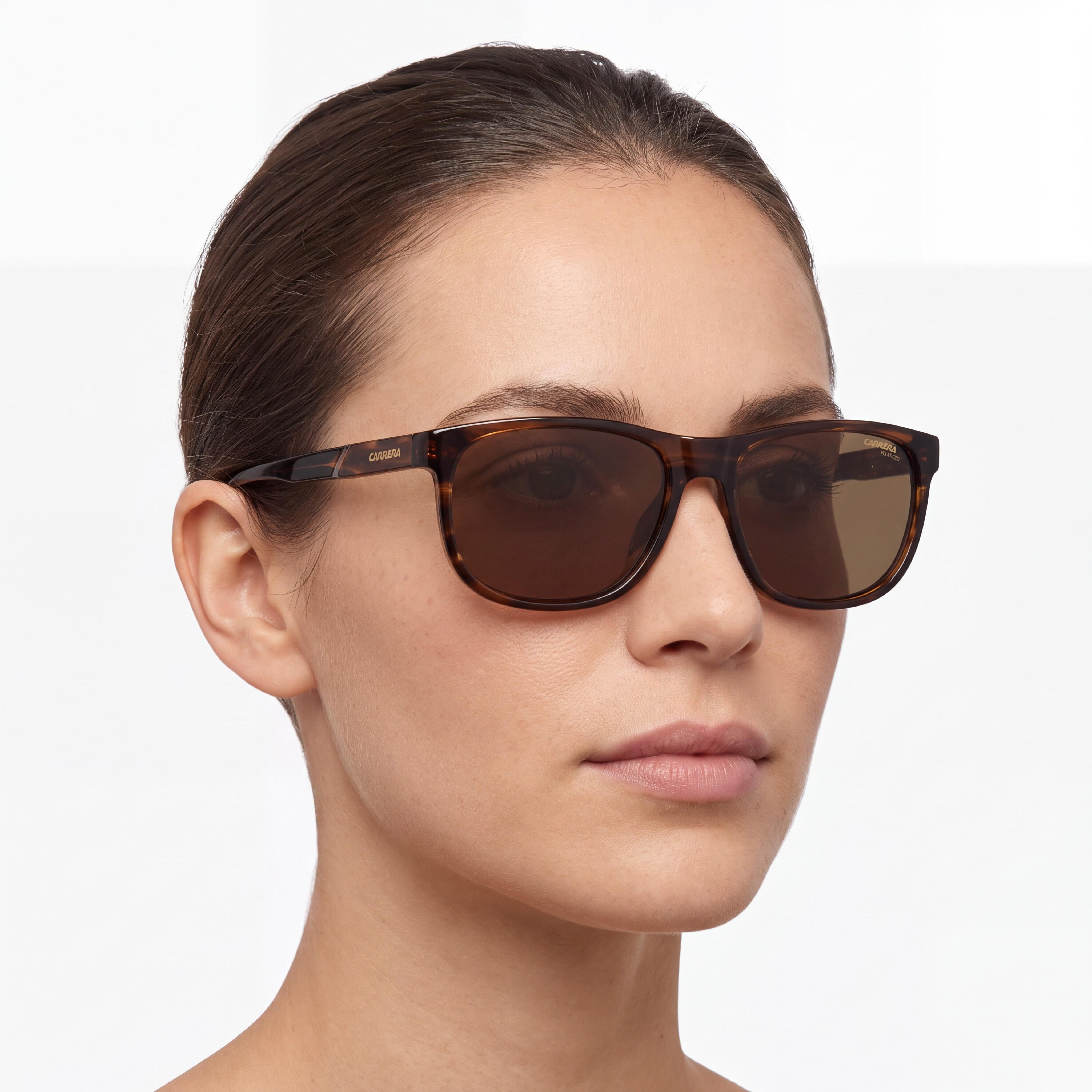 Carrera Women's C Flex 08/G/S Rectangular Sunglasses, Brown Horn Acetate, Bronze Polarized 100% UV Lenses 58mm, Photo 4