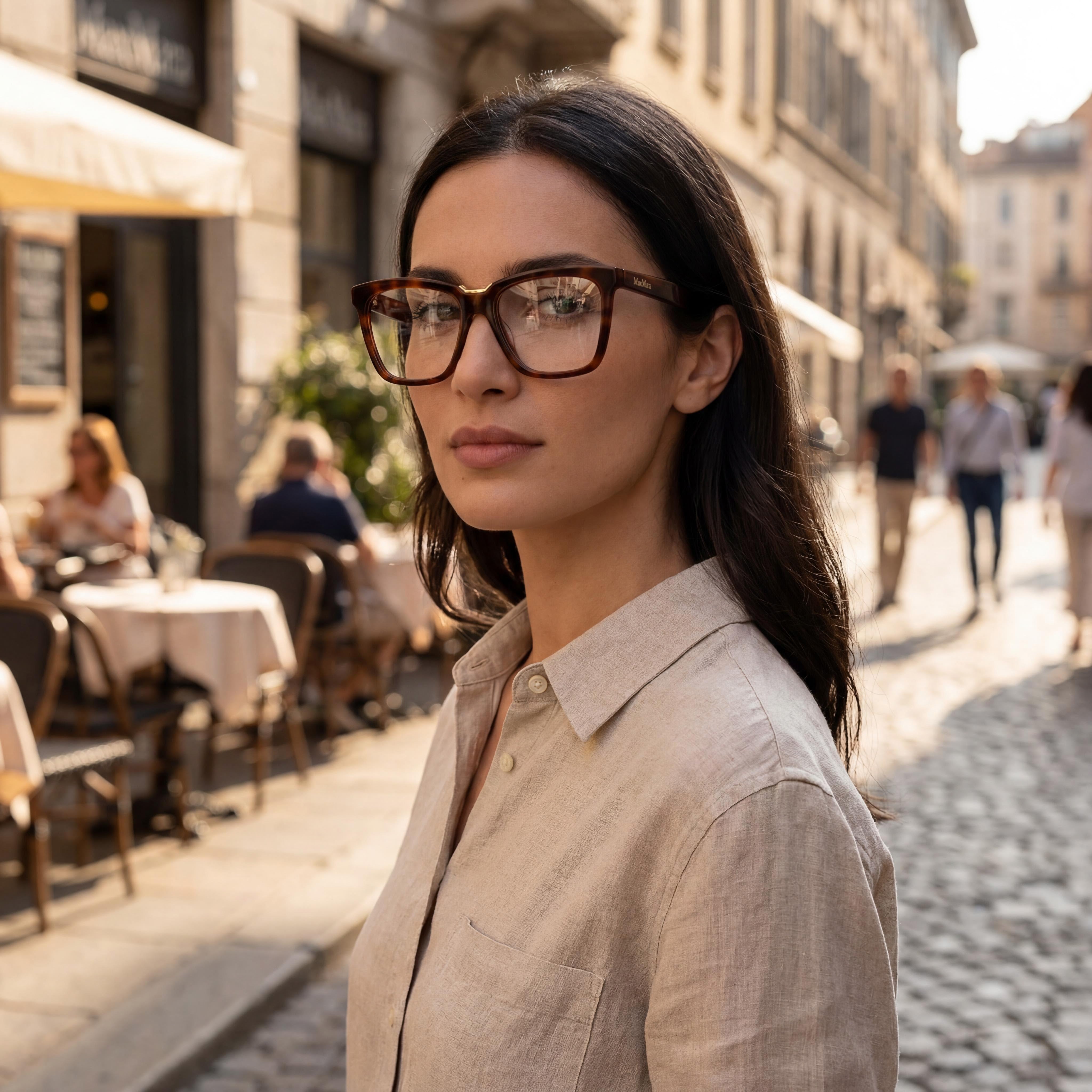 MaxMara MM5111 Women's Polarized Plastic Frame Eyewear in Dark Havana Color with 54mm Lens, Photo 6