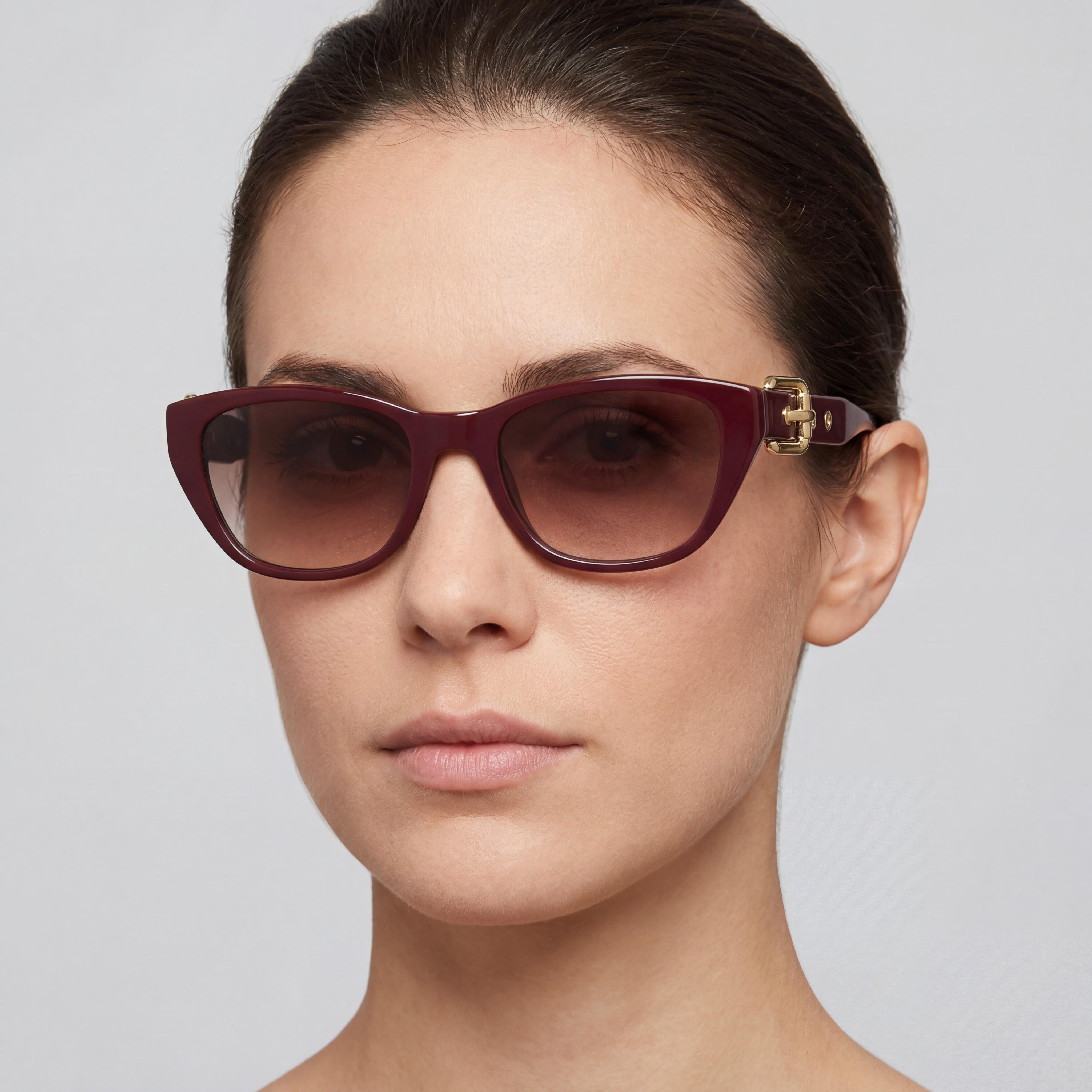 Moschino Women's Casual Cat Eye UV Protection Sunglasses, Burgundy Brown Gradient Frame, 55mm, Photo 4