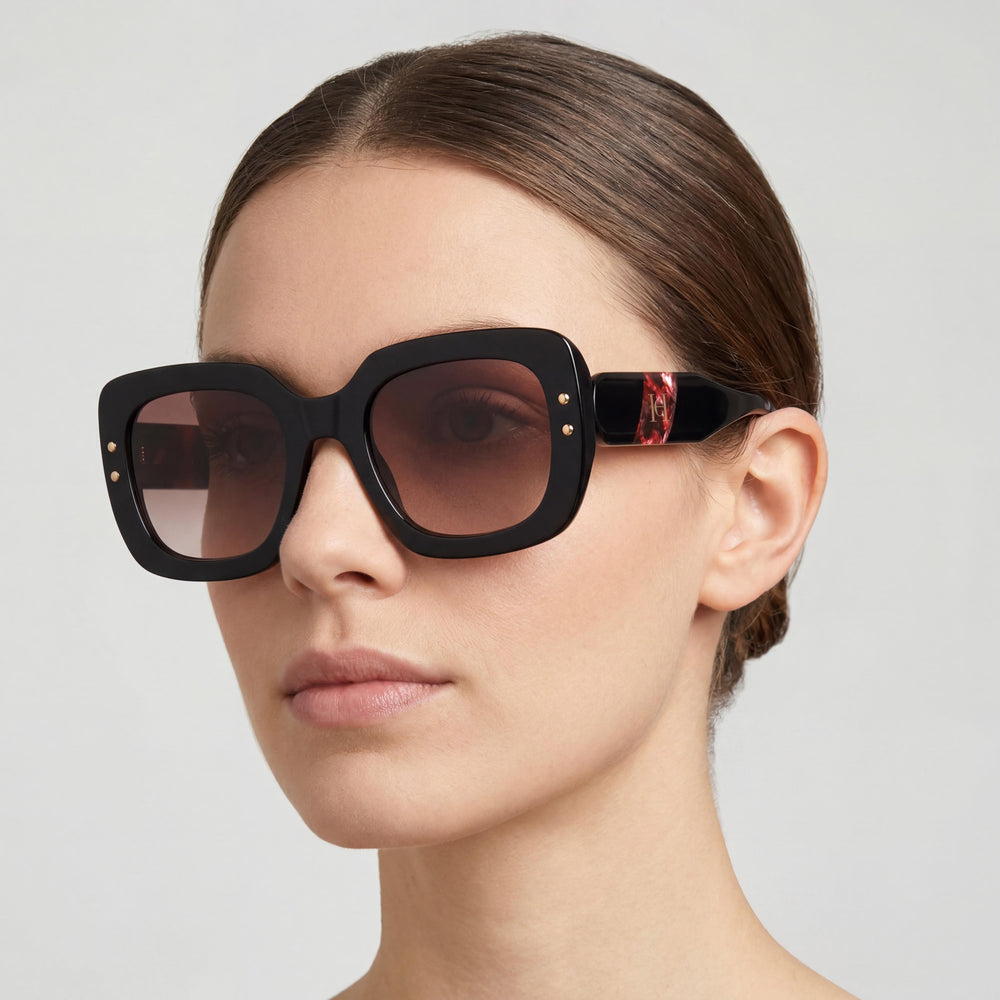 Gafas de sol rectangulares no polarizadas Carolina Herrera HER 0186/S de acetato para mujer, color negro, burdeos, marrón, 52 mm