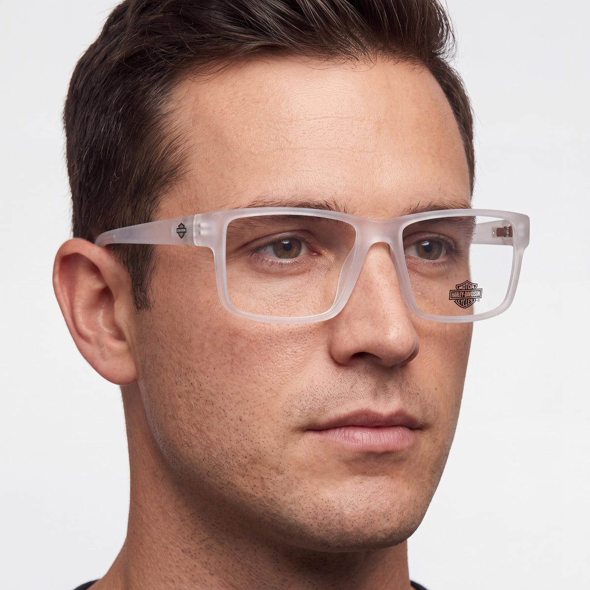 Gafas Harley-Davidson HD0982 de hombre de plástico con montura completa rectangular, color negro cristal, lentes de demostración transparentes, aptas para prescripción médica 55-15-145mm, Photo 5