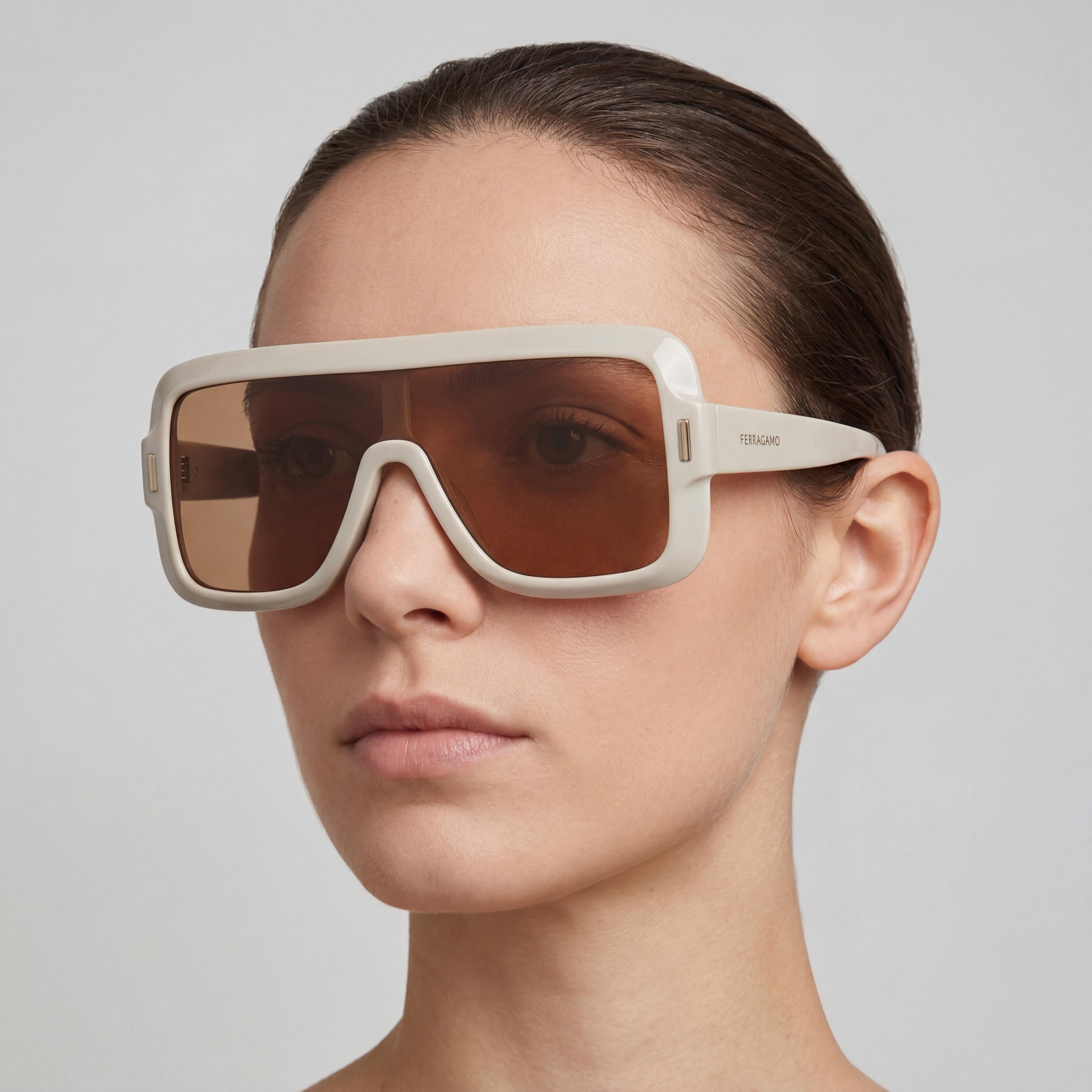 Ferragamo Sf2061se Women's Beige Acetate Frame Sunglasses with Polycarbonate Lenses, 55mm Lens Width, Photo 5