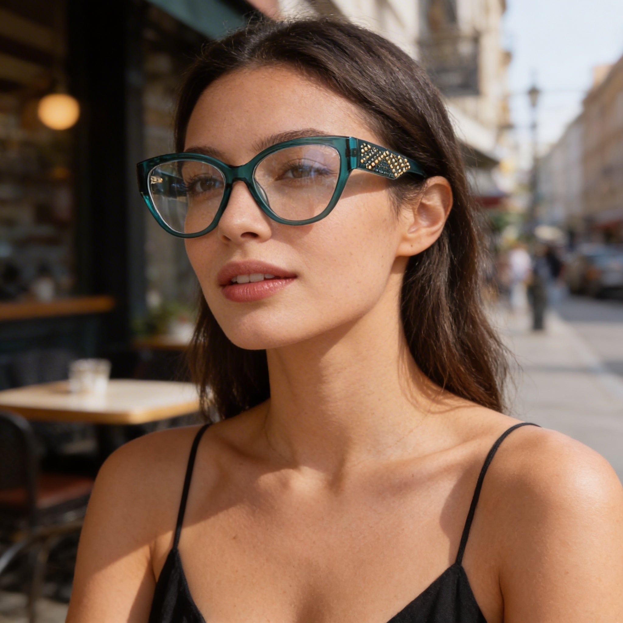 Gafas de plástico verde oscuro GUESS by Marciano Gm50018 para mujer, ancho de lente 54 mm, puente 17 mm, patilla 140 mm, Photo 4