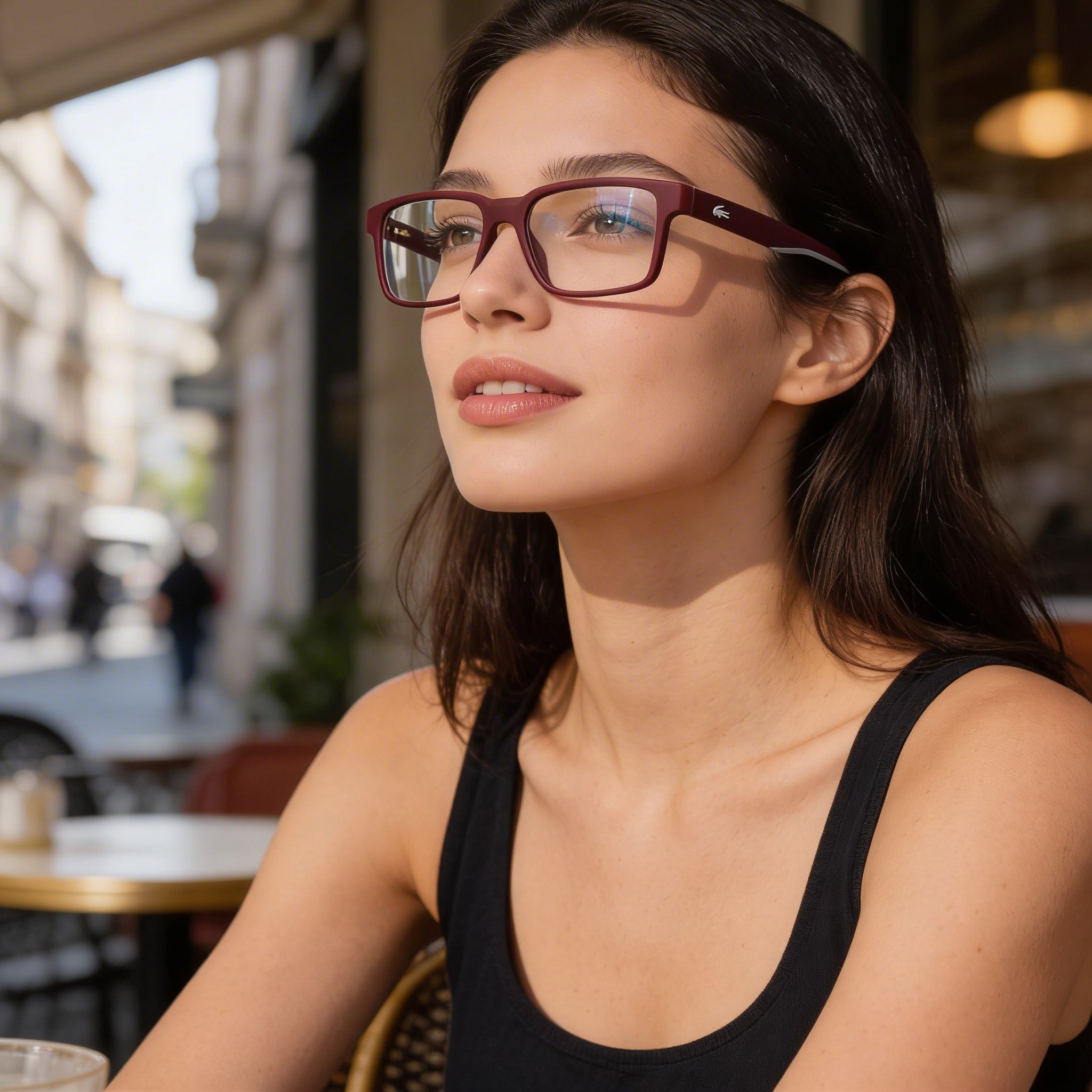 Lacoste Modern Women's Dark Red Injected Eyewear 55mm, Photo 5