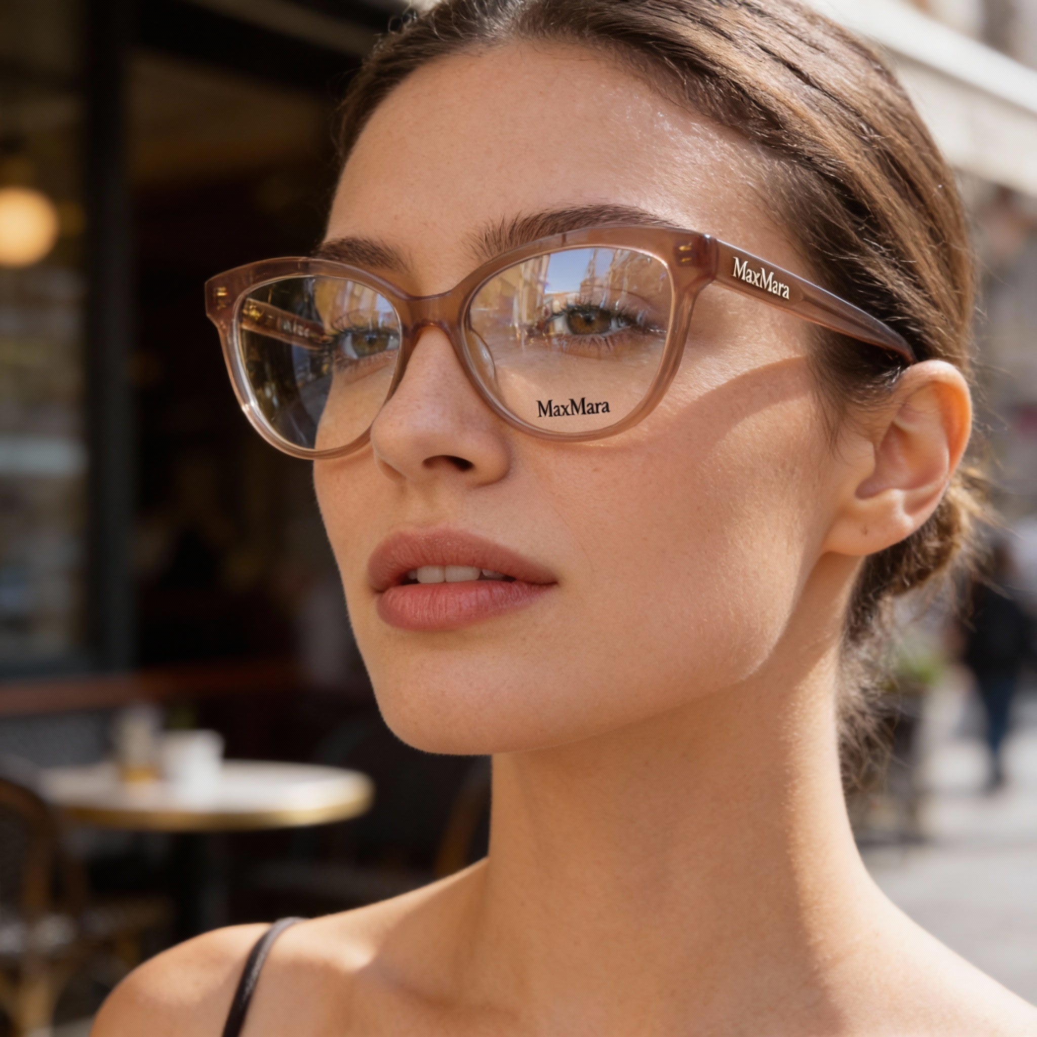 MaxMara MM5093 Women's Casual Style Eyeglasses featuring Shiny Pink Acetate Frame 54-15-140, Photo 5