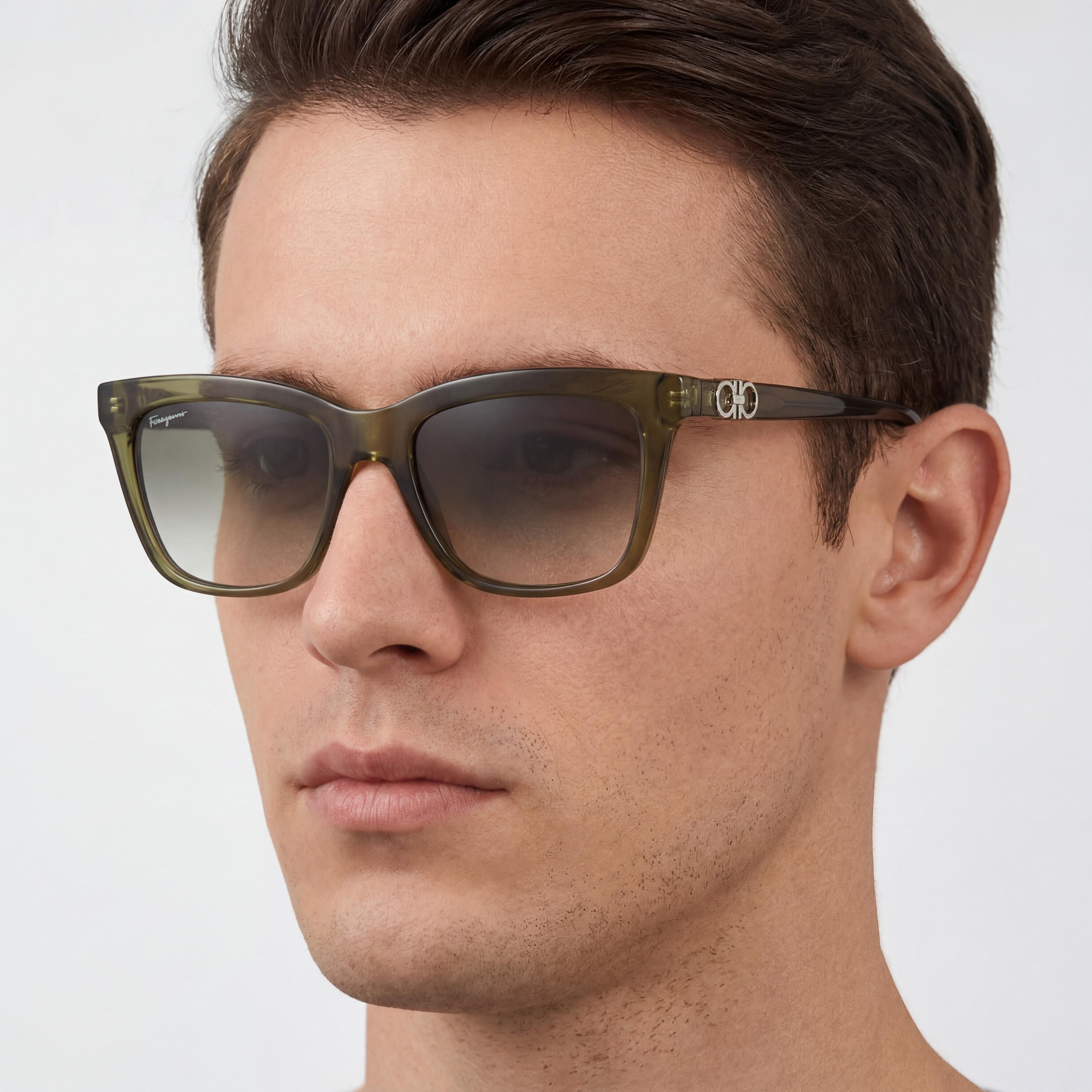 Salvatore Ferragamo Sf1027s Unisex Plastic Full Rim Square Green Gradient Non-Polarized Eyewear 55-16-140, Photo 5