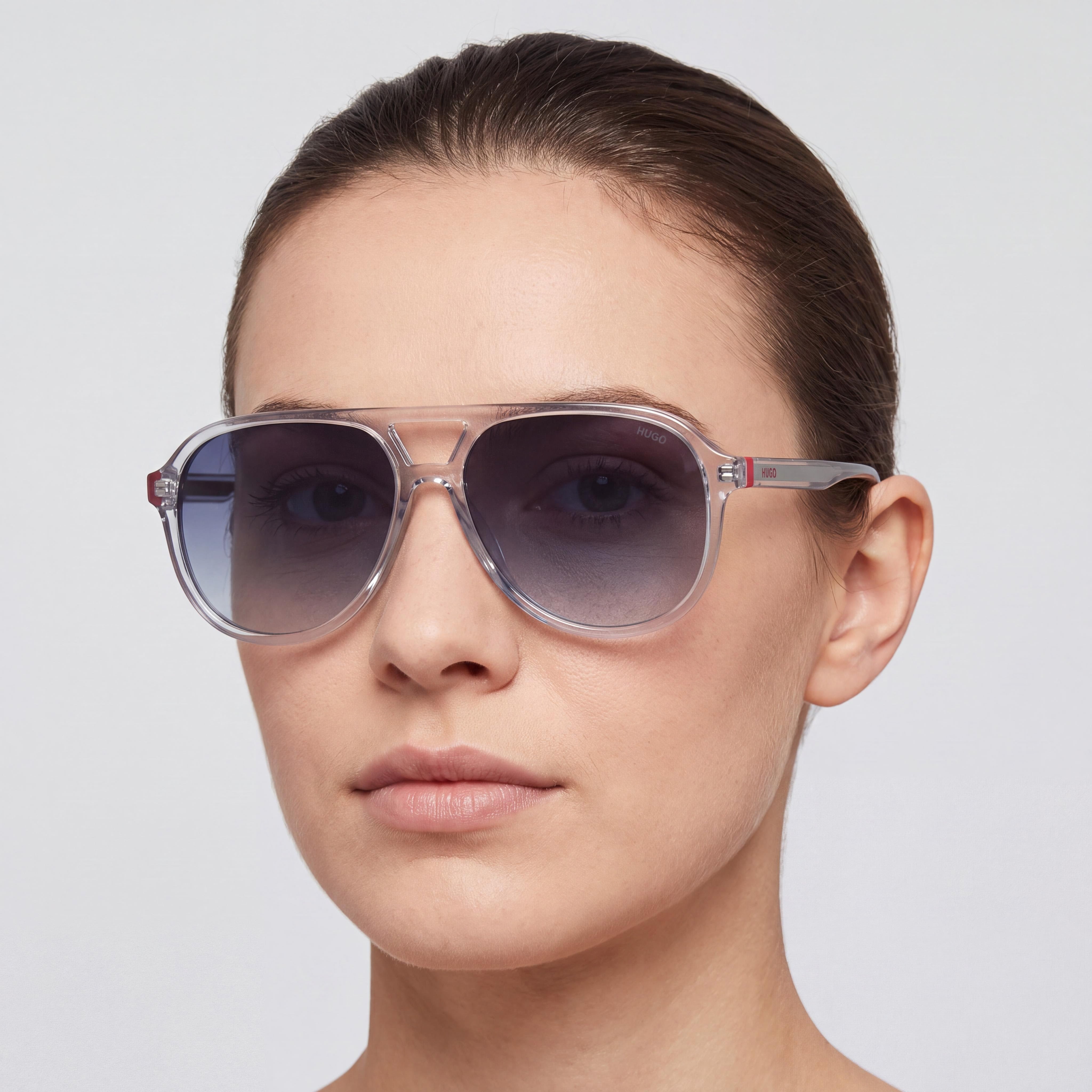 HUGO Women's HG 1334/G/S Mask Sunglasses Blue Grey Plastic Blue Sky Mirror 100% UV Protection 99mm, Photo 3
