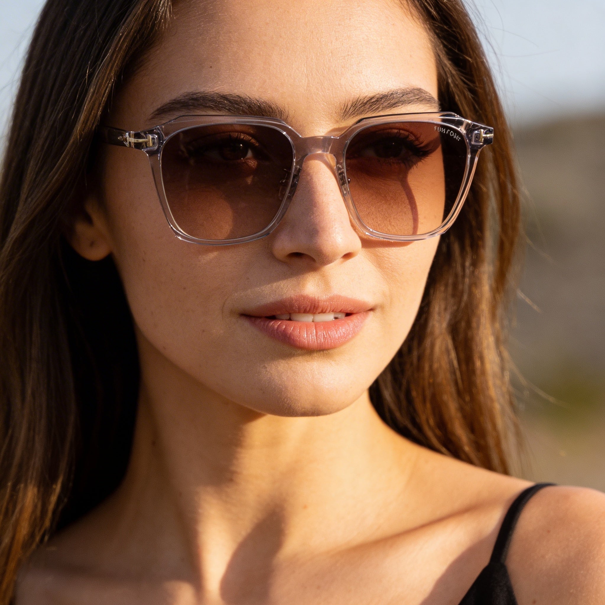 Gafas de sol unisex clásicas Tom Ford con montura de plástico transparente gris y lentes grises, 100% protección UV, 54mm, Photo 4
