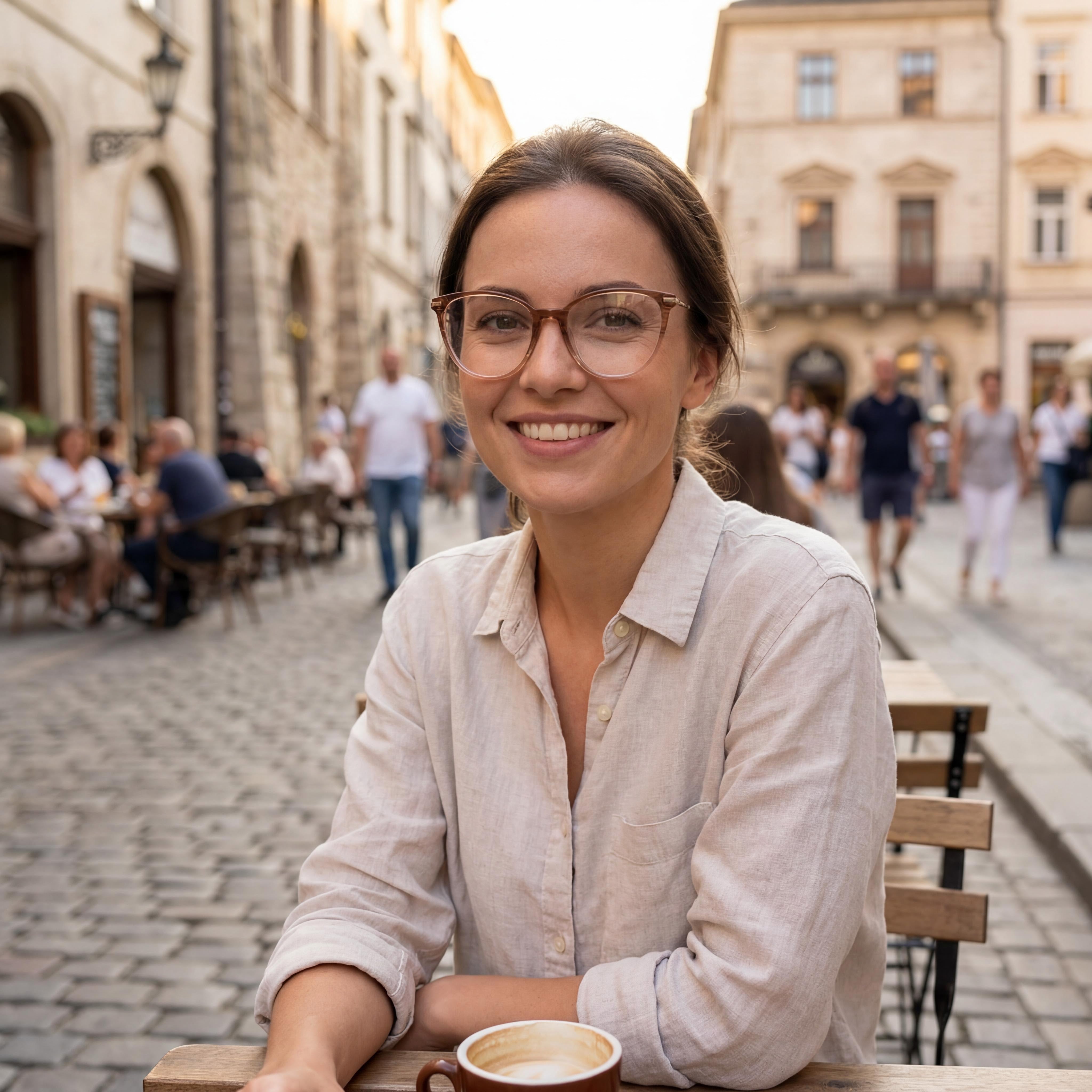 Fossil Modern Women's Eyeglasses featuring Full Rim Acetate Frame in Horn Beige, Size 51-17-140, Photo 6