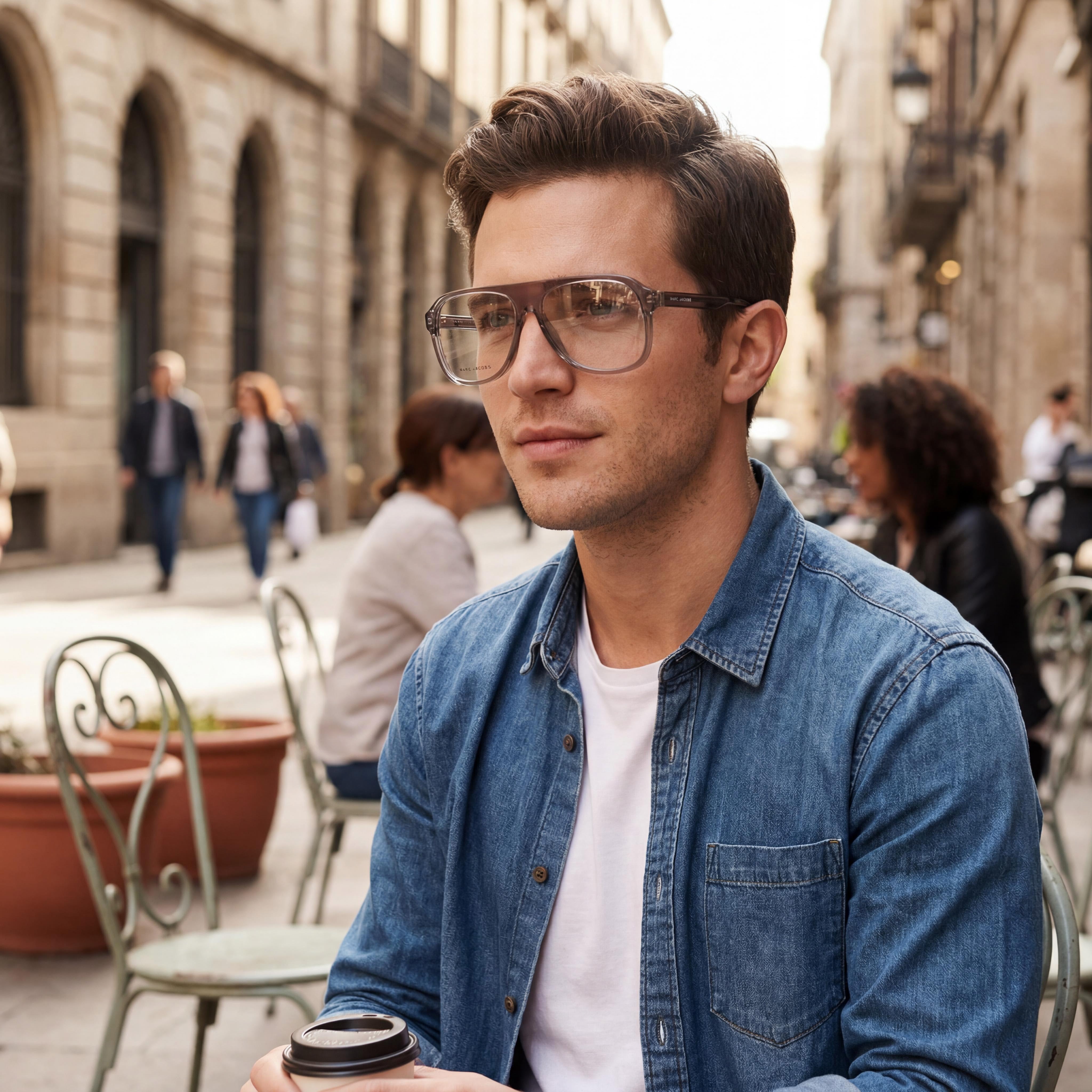 Gafas Marc Jacobs Comtemporary para hombre, modelo Marc 641, montura de acetato gris con lentes de policarbonato, 57 mm de ancho de lente, Photo 5